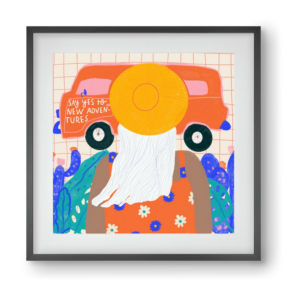 Say YES to new adventures , 40x40 cm (30x30 cm), Fekete keret, paszpartuval