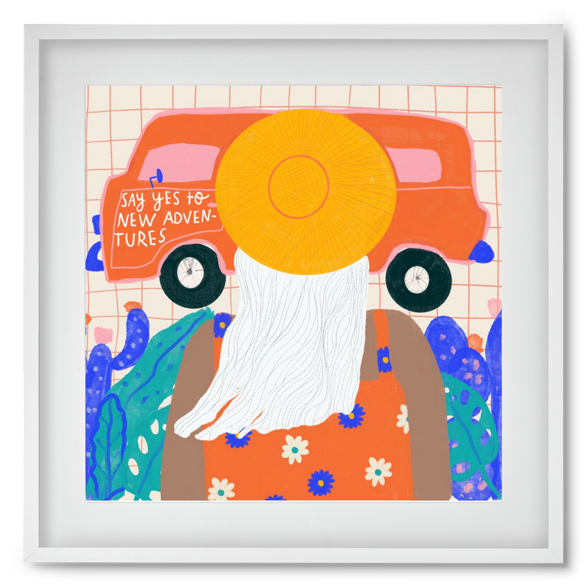 Say YES to new adventures , 50x50 cm (40x40 cm), Fehér keret, paszpartuval