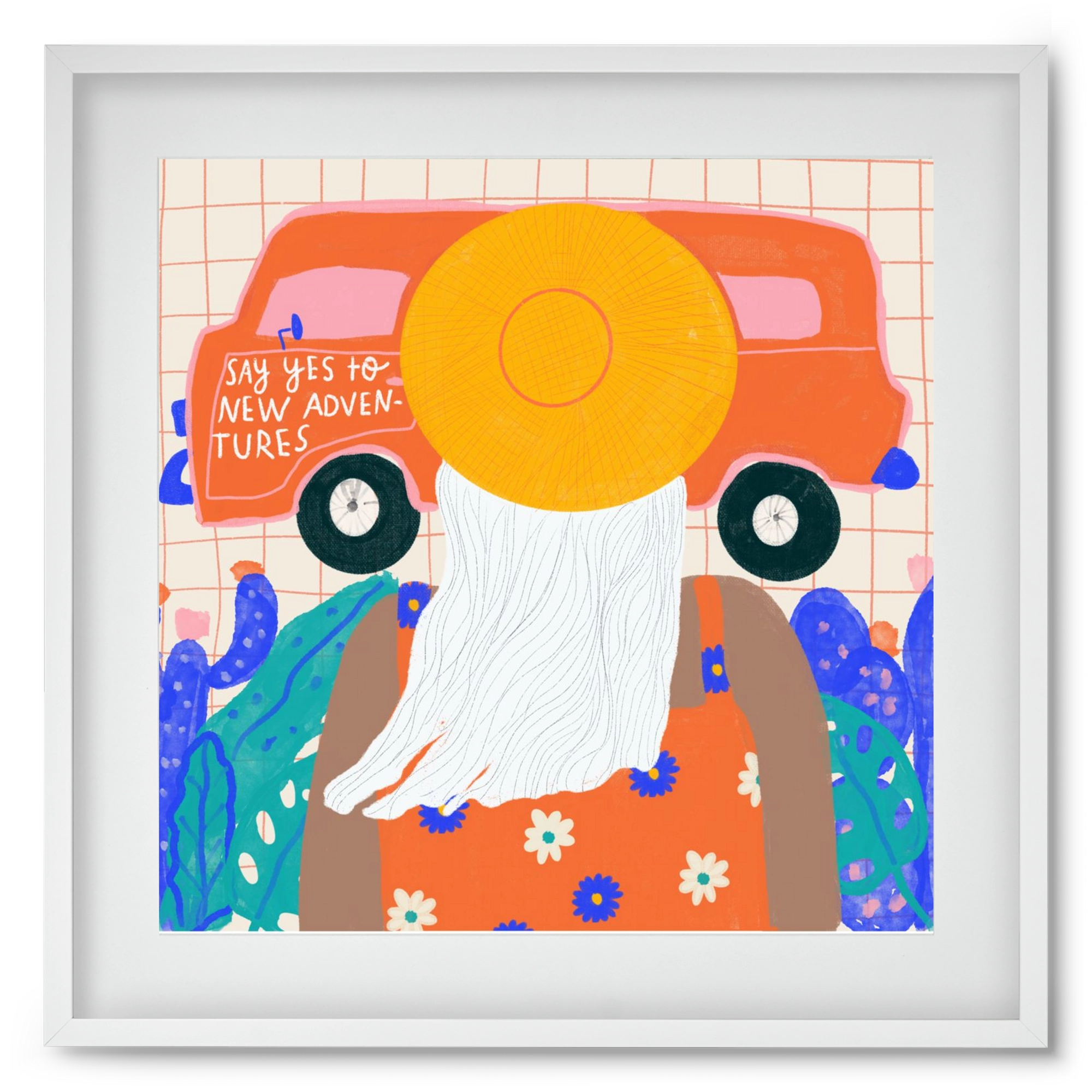 Say YES to new adventures , 50x50 cm (40x40 cm), Fehér keret, paszpartuval