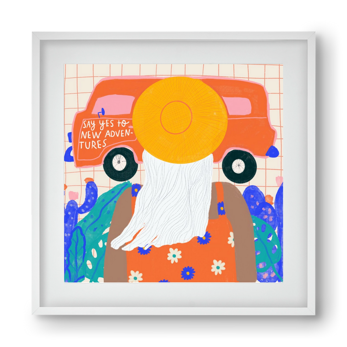 Say YES to new adventures , 40x40 cm (30x30 cm), Fehér keret, paszpartuval