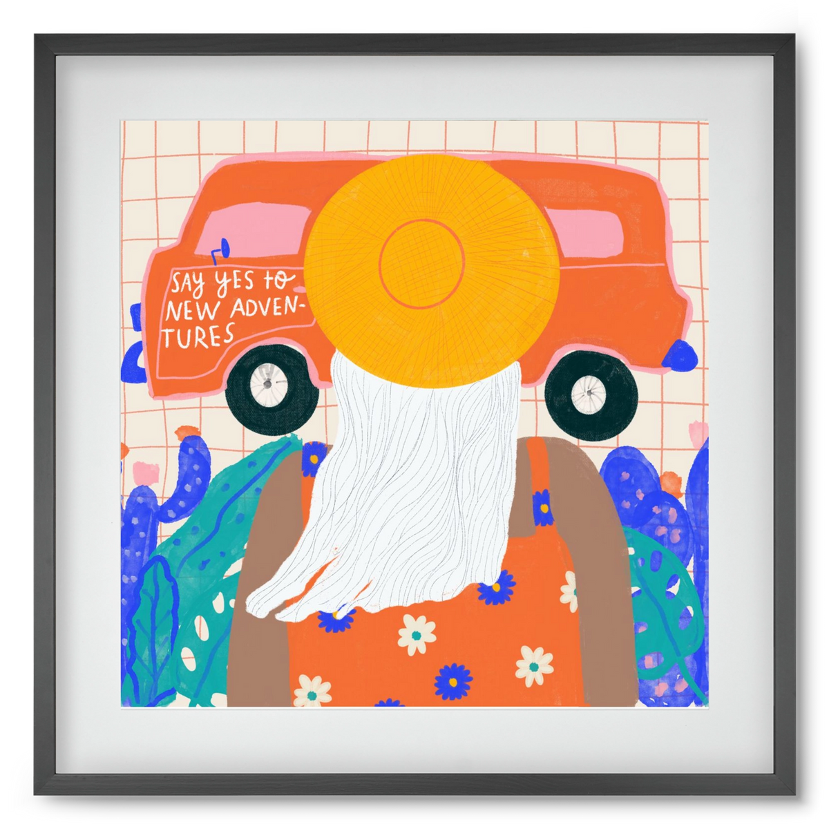 Say YES to new adventures , 50x50 cm (40x40 cm), Fekete keret, paszpartuval