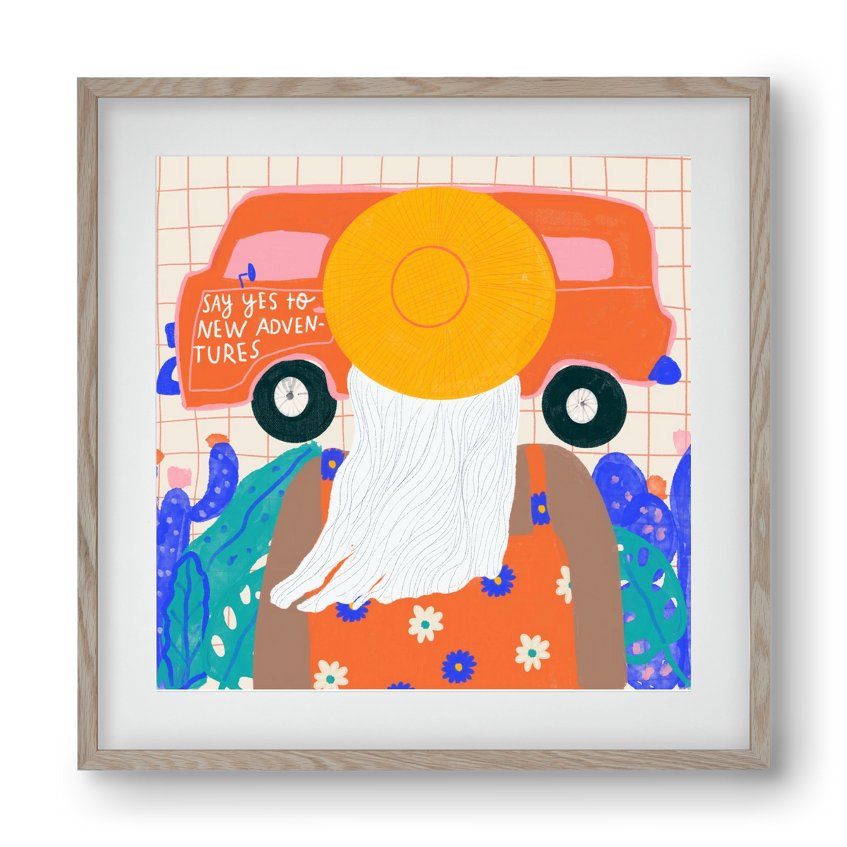 Say YES to new adventures , 40x40 cm (30x30 cm), Tölgy keret, paszpartuval