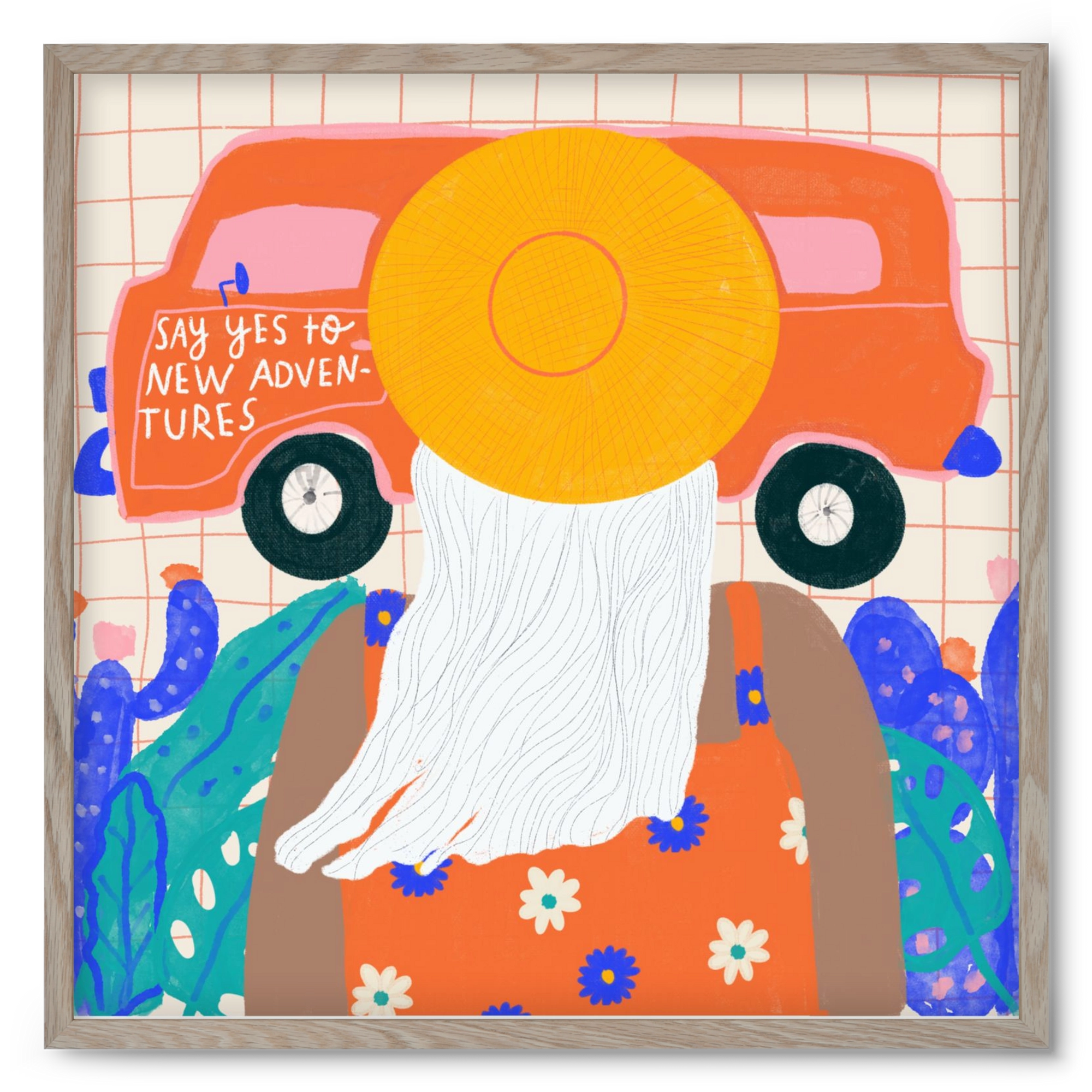 Say YES to new adventures , 50x50 cm (50x50 cm), Tölgy keret