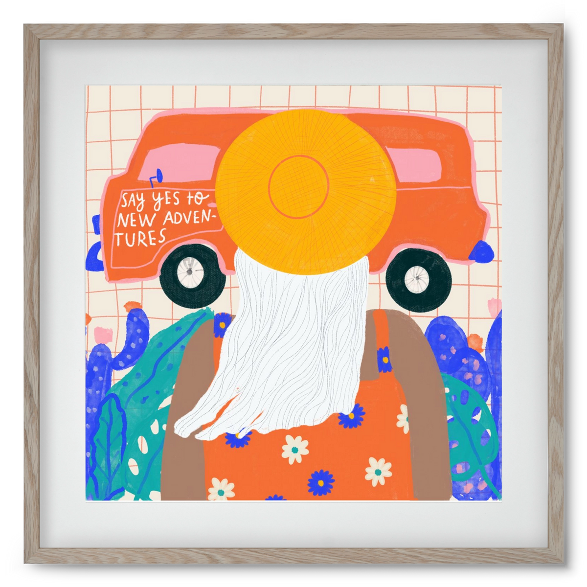 Say YES to new adventures , 50x50 cm (40x40 cm), Tölgy keret, paszpartuval