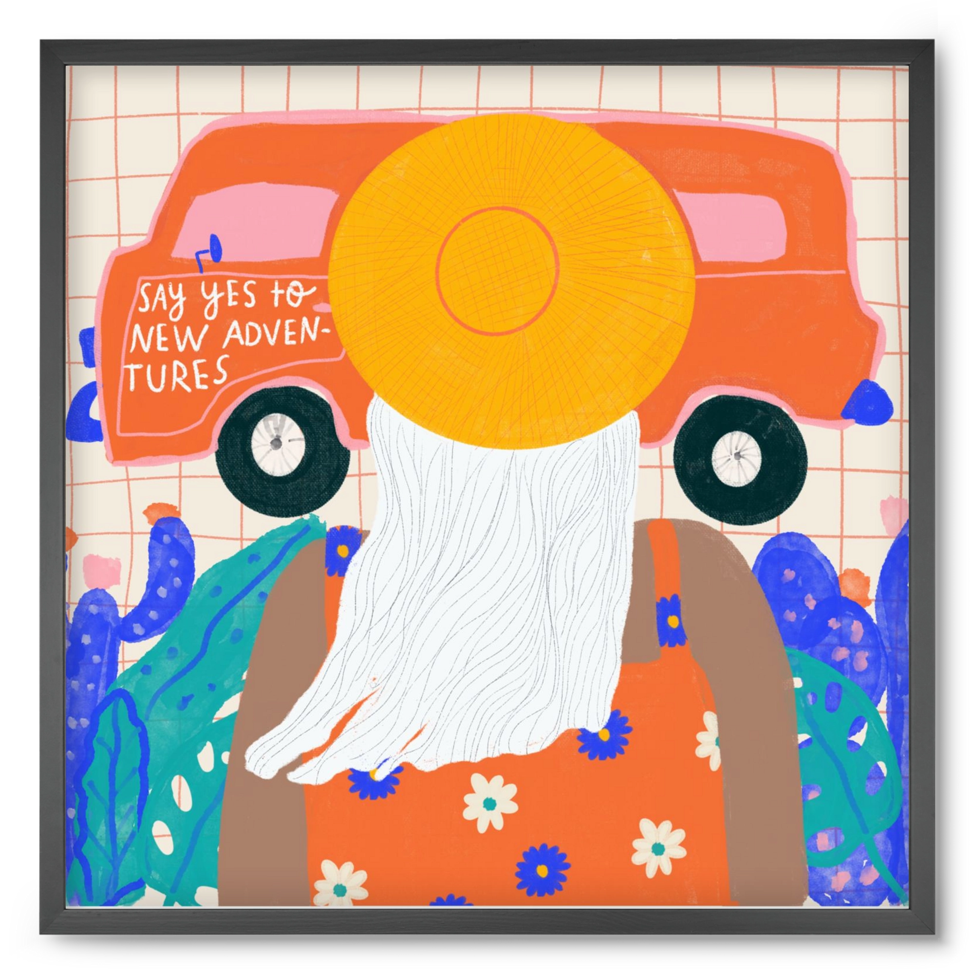 Say YES to new adventures , 50x50 cm (50x50 cm), Fekete keret