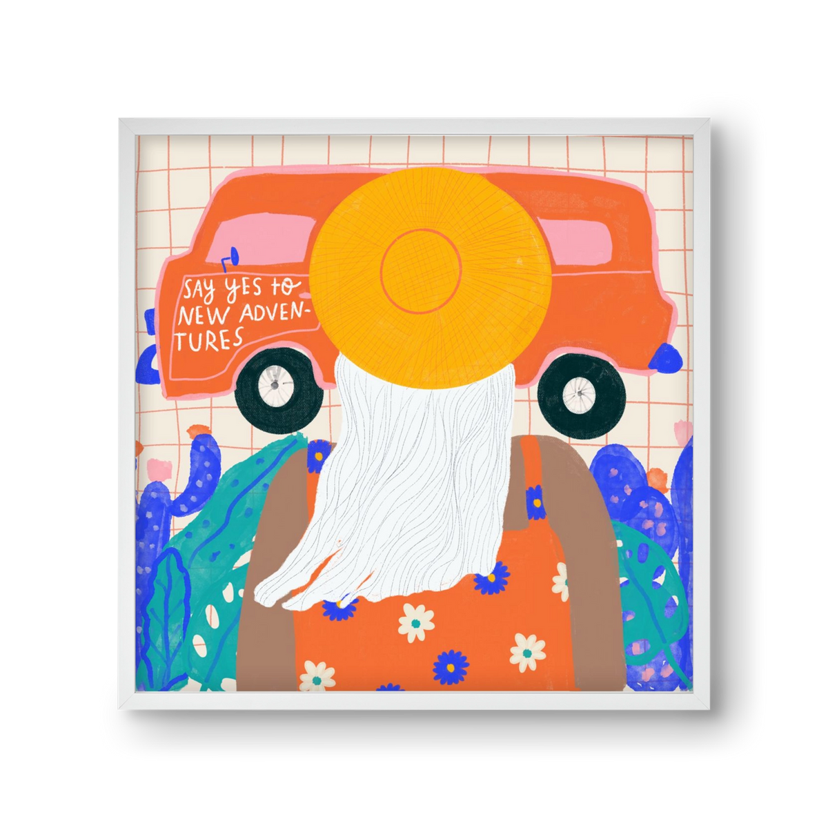 Say YES to new adventures , 30x30 cm (30x30 cm), Fehér keret