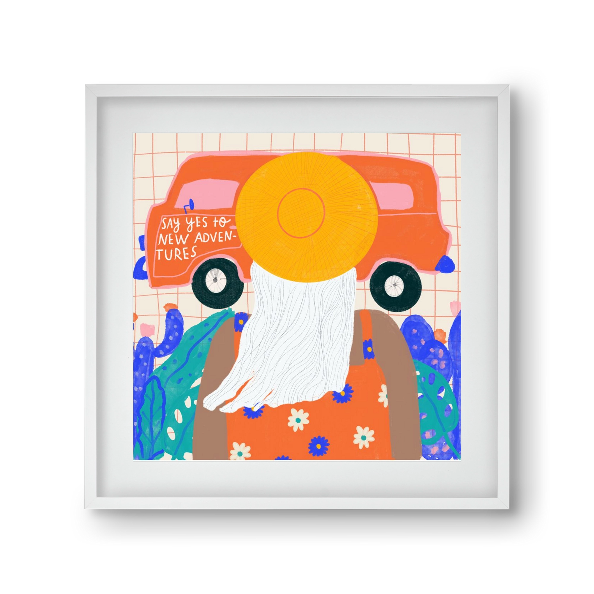 Say YES to new adventures , 30x30 cm (20x20 cm), Fehér keret, paszpartuval