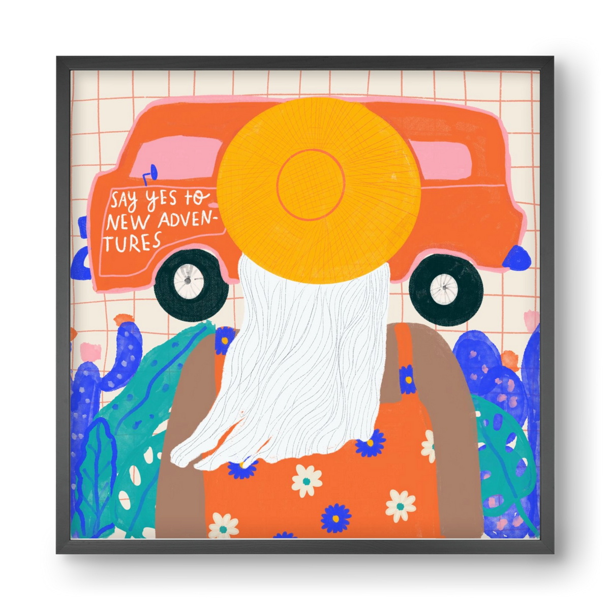 Say YES to new adventures , 40x40 cm (40x40 cm), Fekete keret