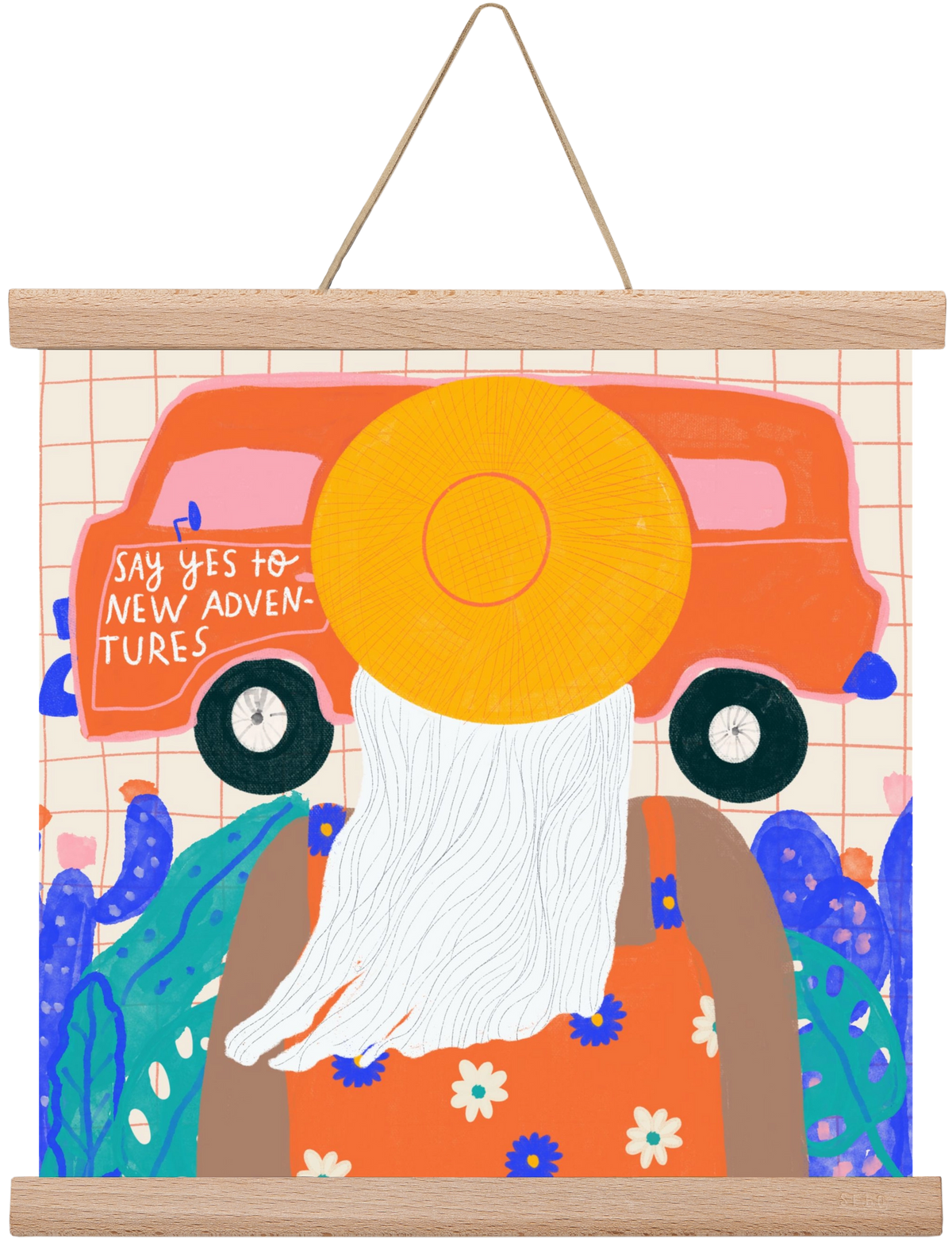 Say YES to new adventures , 30x30 cm (30x30 cm), Tölgy akasztó