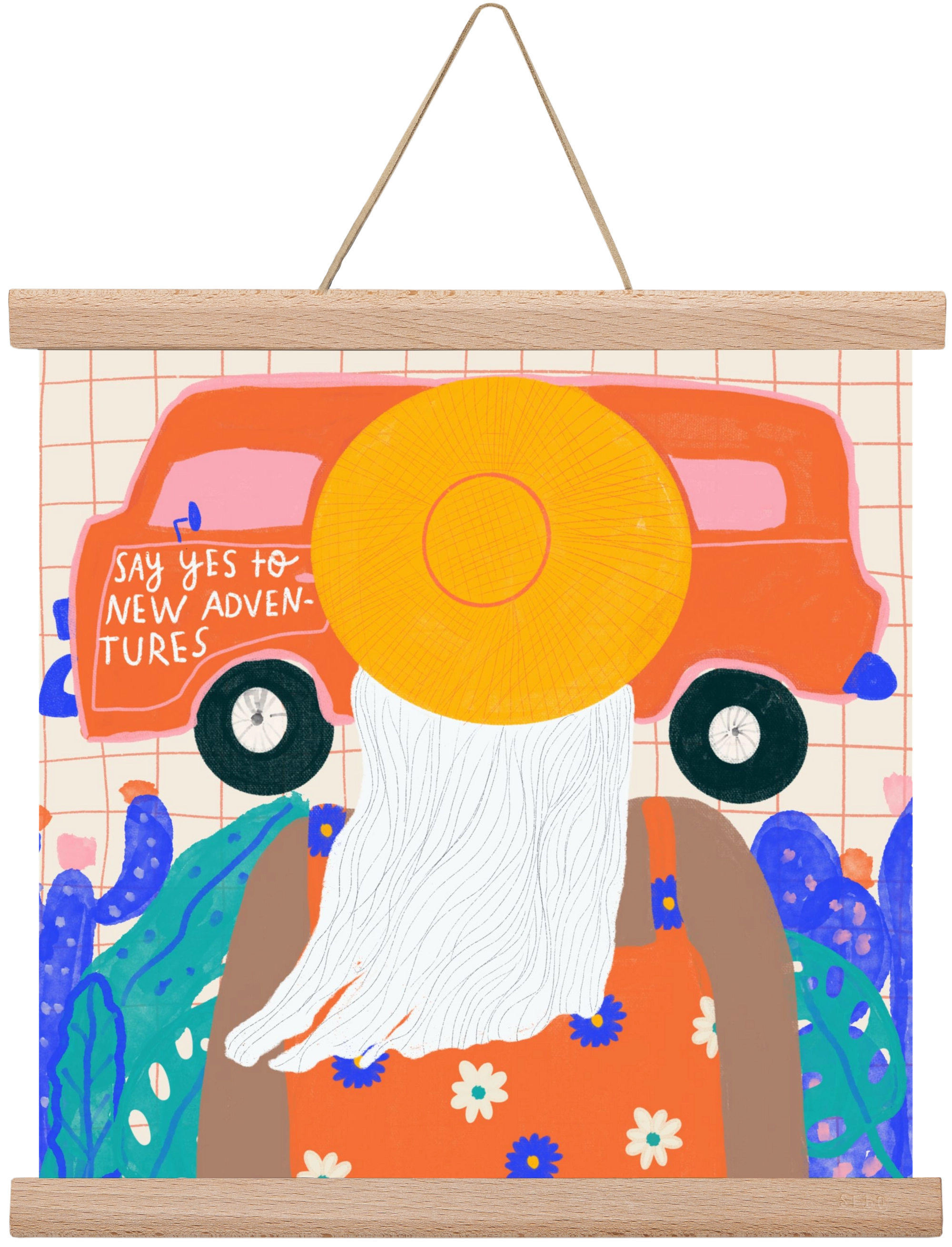 Say YES to new adventures , 30x30 cm (30x30 cm), Tölgy akasztó