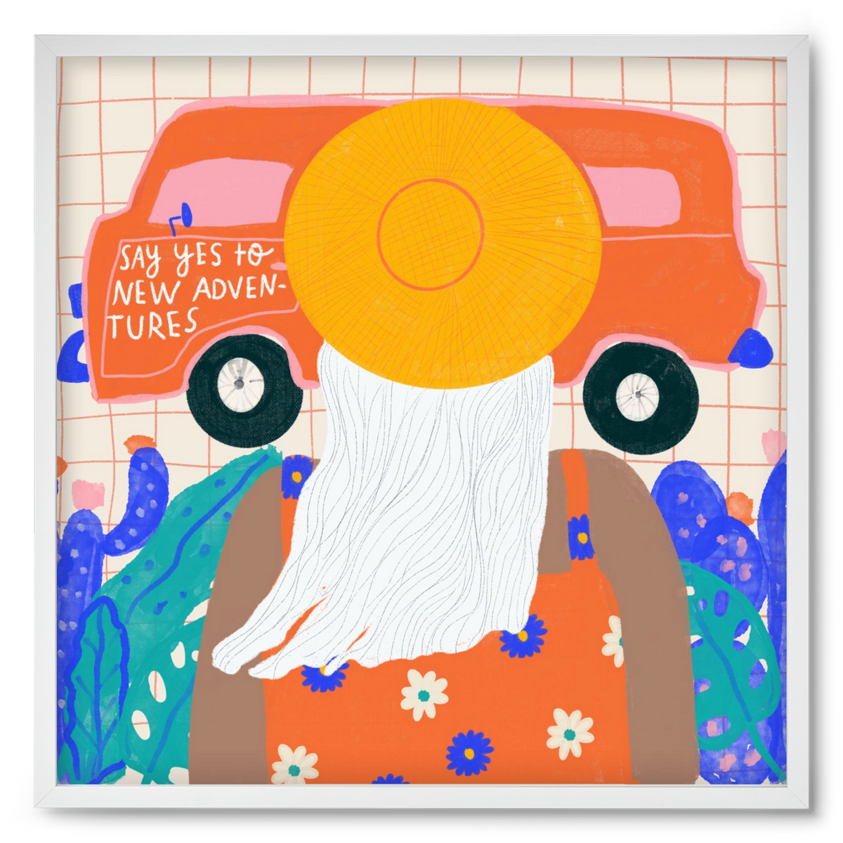 Say YES to new adventures , 50x50 cm (50x50 cm), Fehér keret