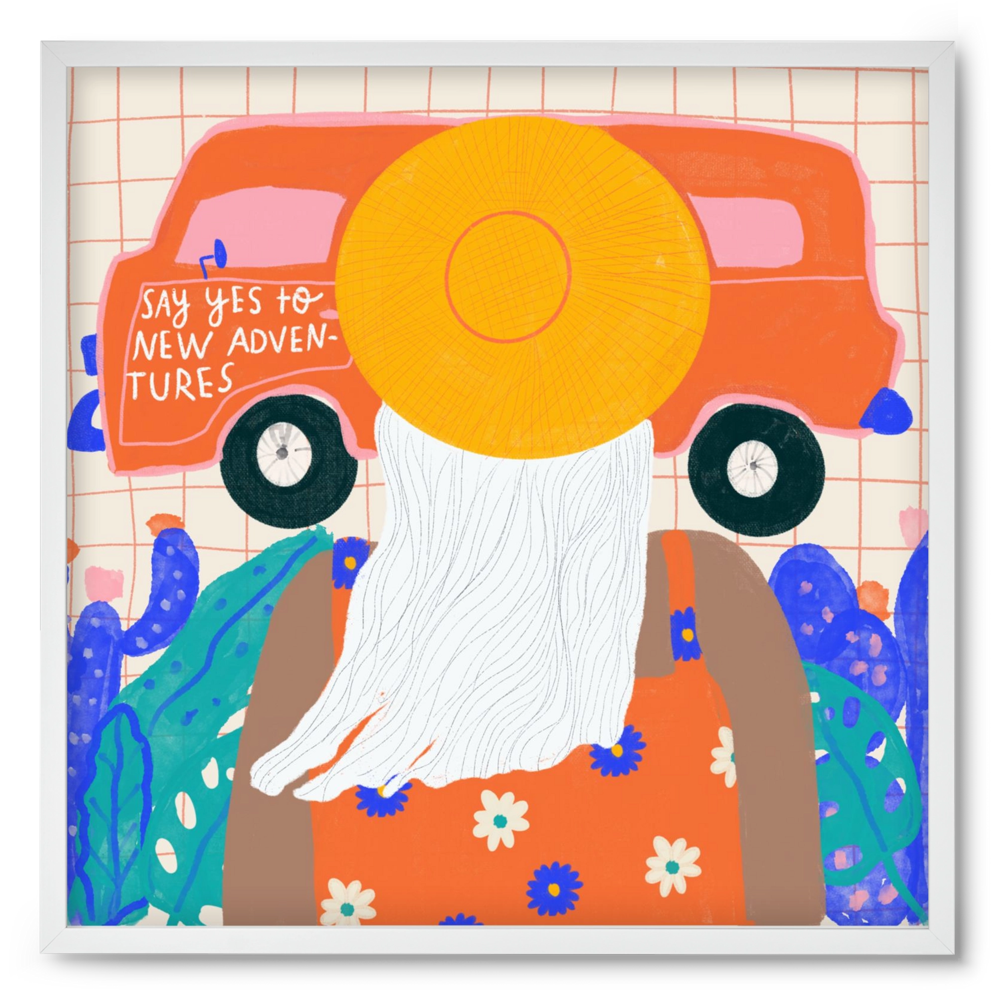 Say YES to new adventures , 50x50 cm (50x50 cm), Fehér keret