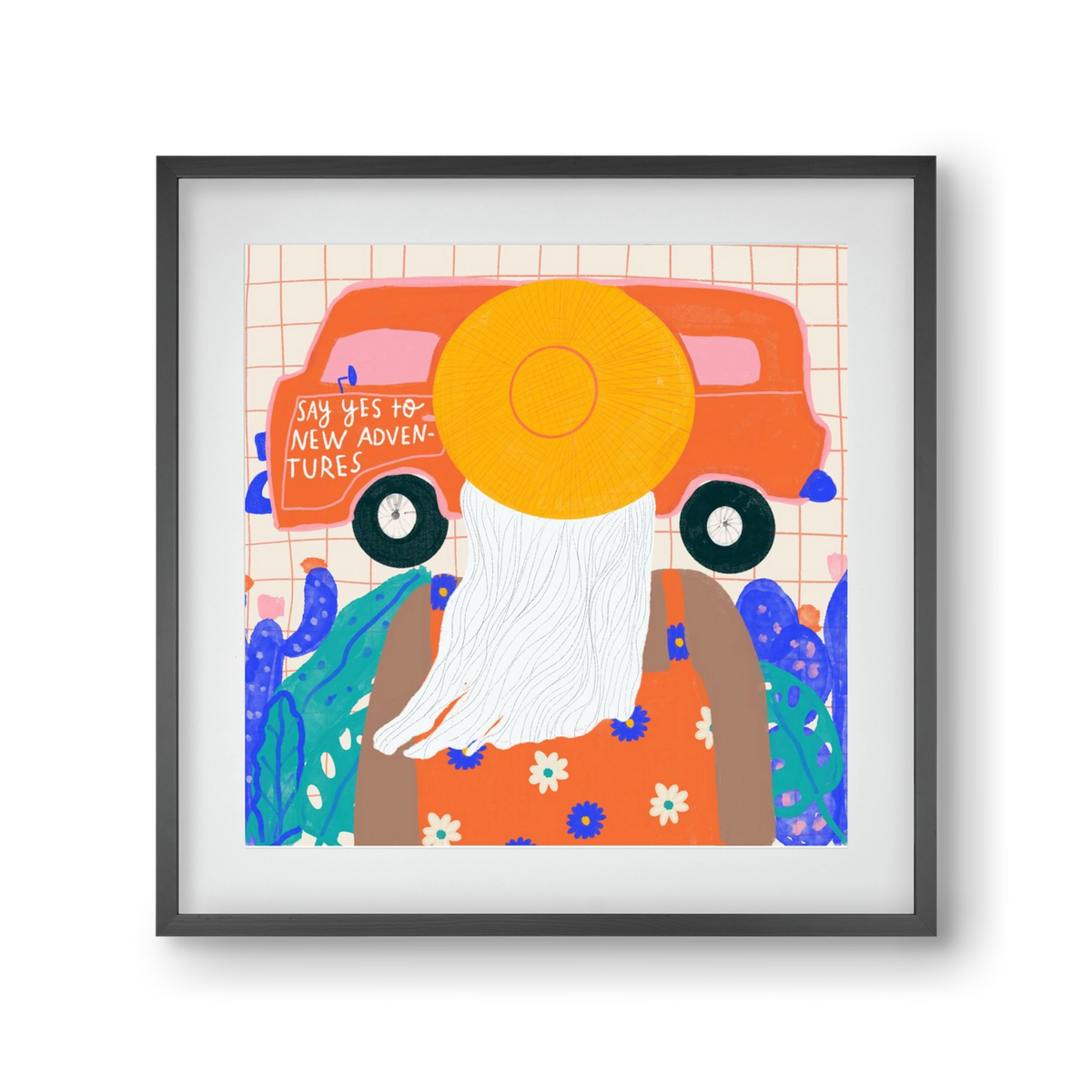 Say YES to new adventures , 30x30 cm (20x20 cm), Fekete keret, paszpartuval