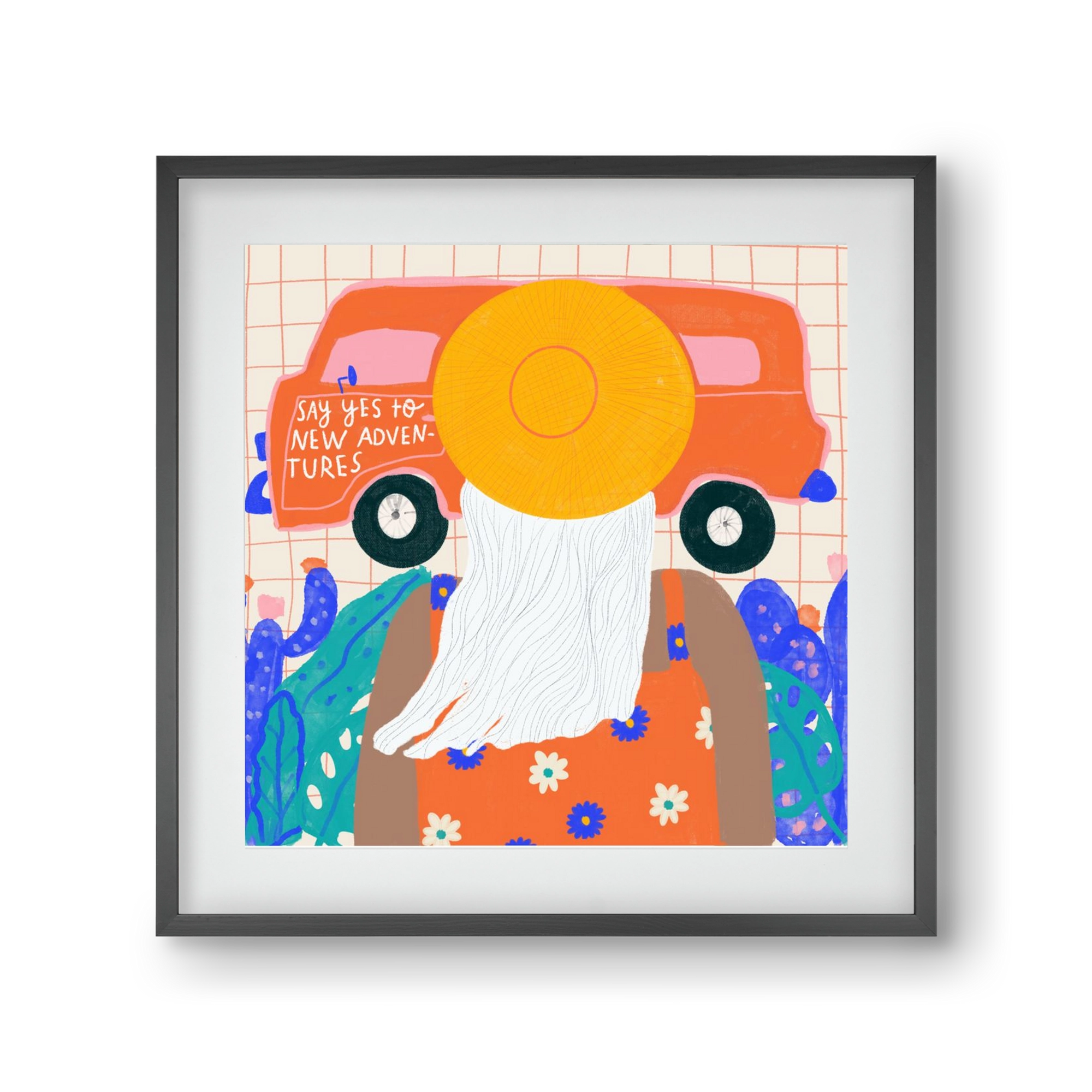 Say YES to new adventures , 30x30 cm (20x20 cm), Fekete keret, paszpartuval