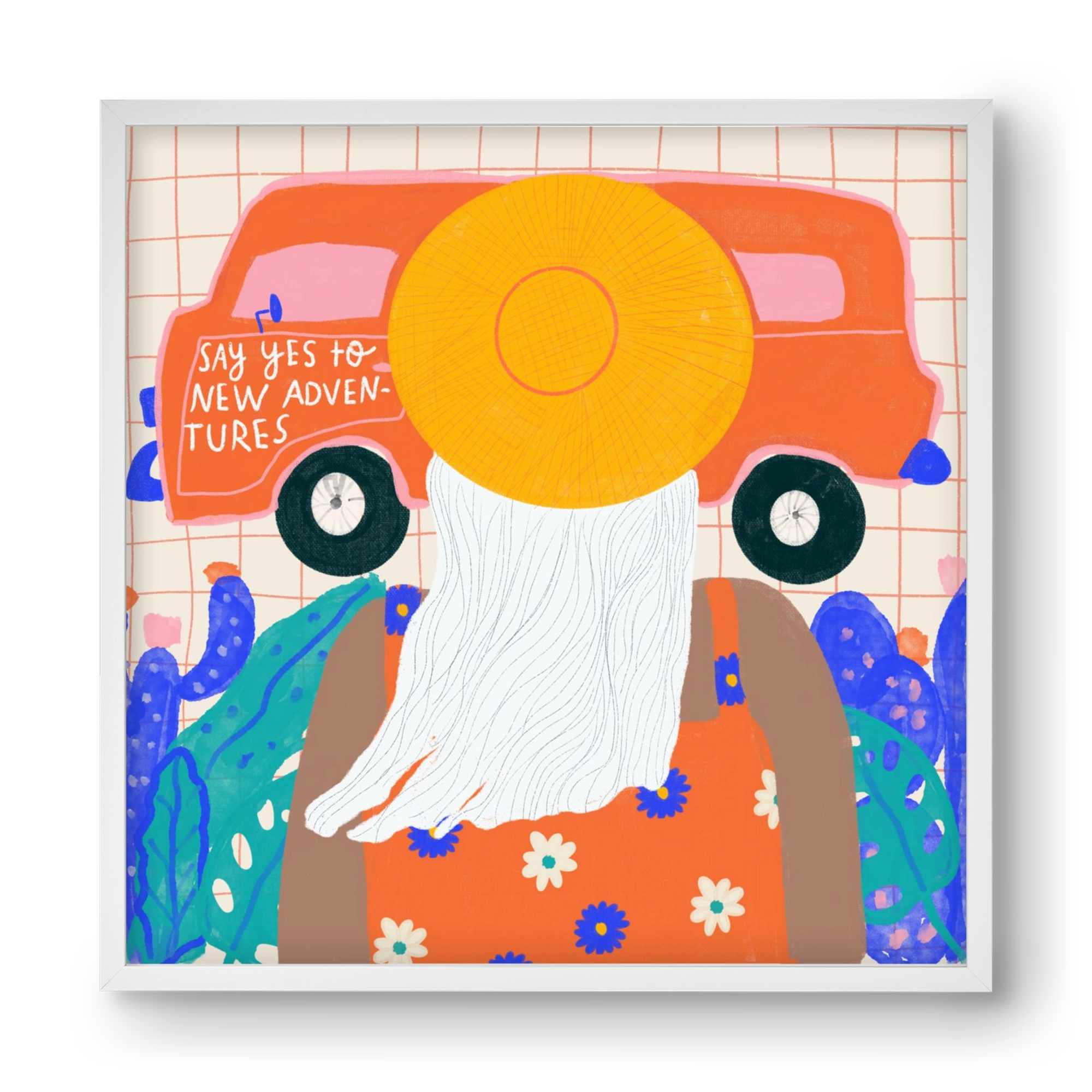 Say YES to new adventures , 40x40 cm (40x40 cm), Fehér keret