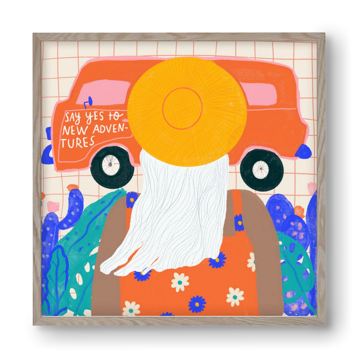 Say YES to new adventures , 40x40 cm (40x40 cm), Tölgy keret