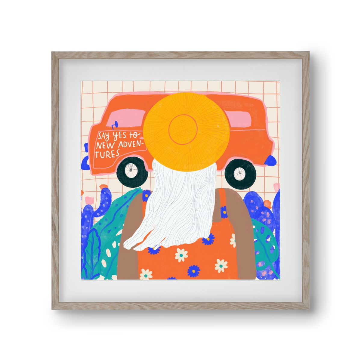 Say YES to new adventures , 30x30 cm (20x20 cm), Tölgy keret, paszpartuval