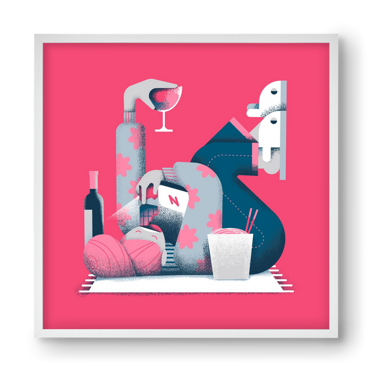 Covid Social Life, 40x40 cm (40x40 cm), Fehér keret