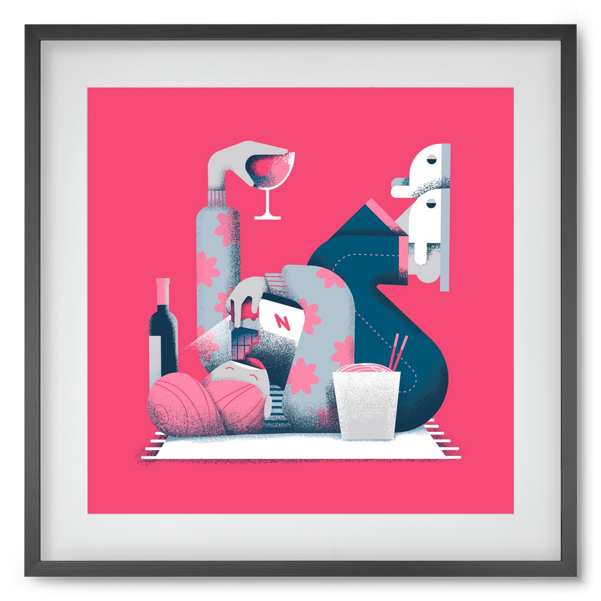 Covid Social Life, 50x50 cm (40x40 cm), Fekete keret, paszpartuval