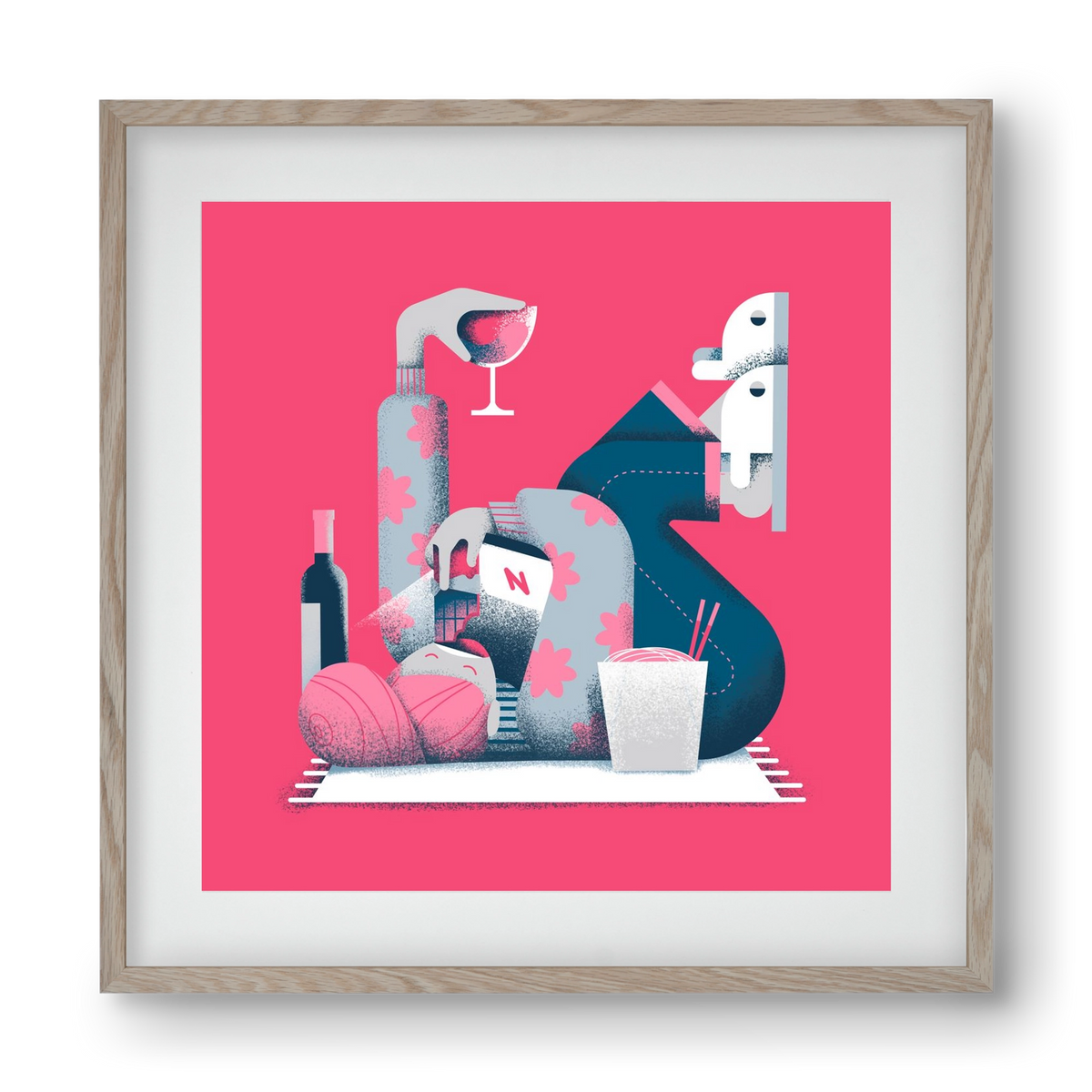 Covid Social Life, 40x40 cm (30x30 cm), Tölgy keret, paszpartuval