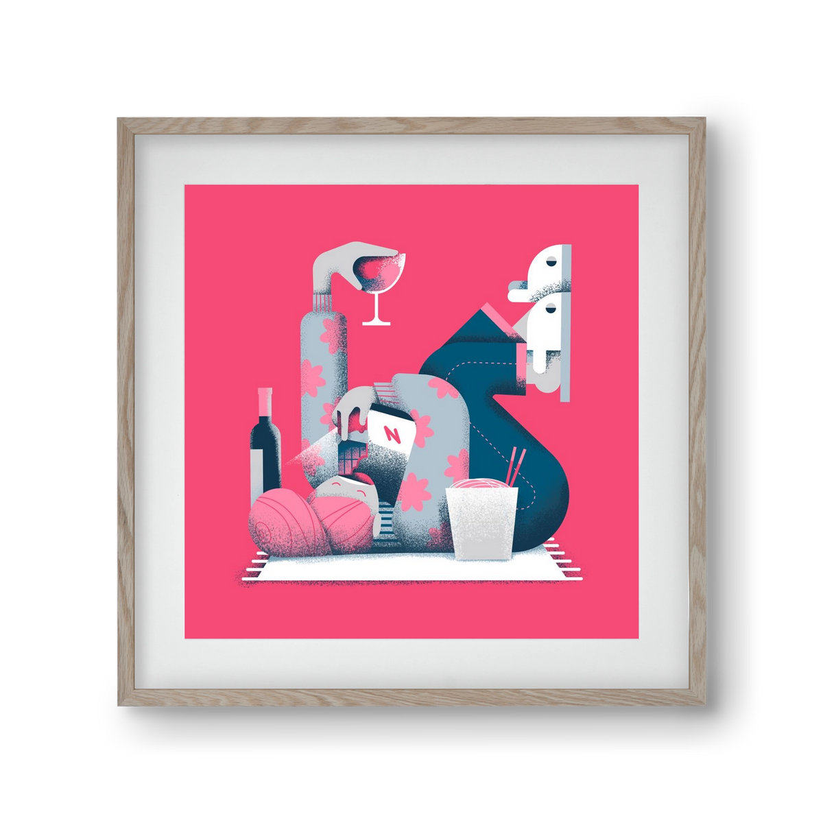 Covid Social Life, 30x30 cm (20x20 cm), Tölgy keret, paszpartuval