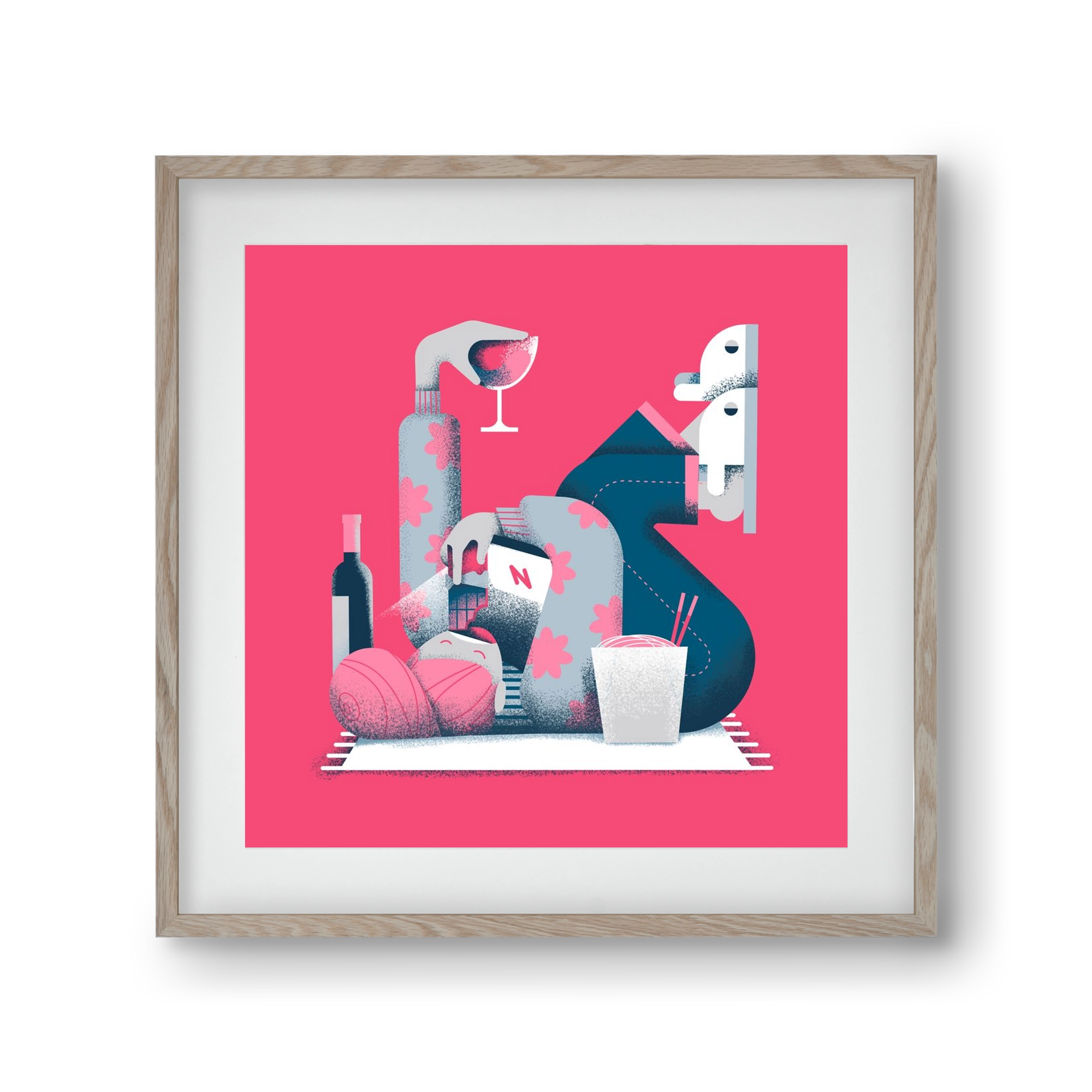 Covid Social Life, 30x30 cm (20x20 cm), Tölgy keret, paszpartuval