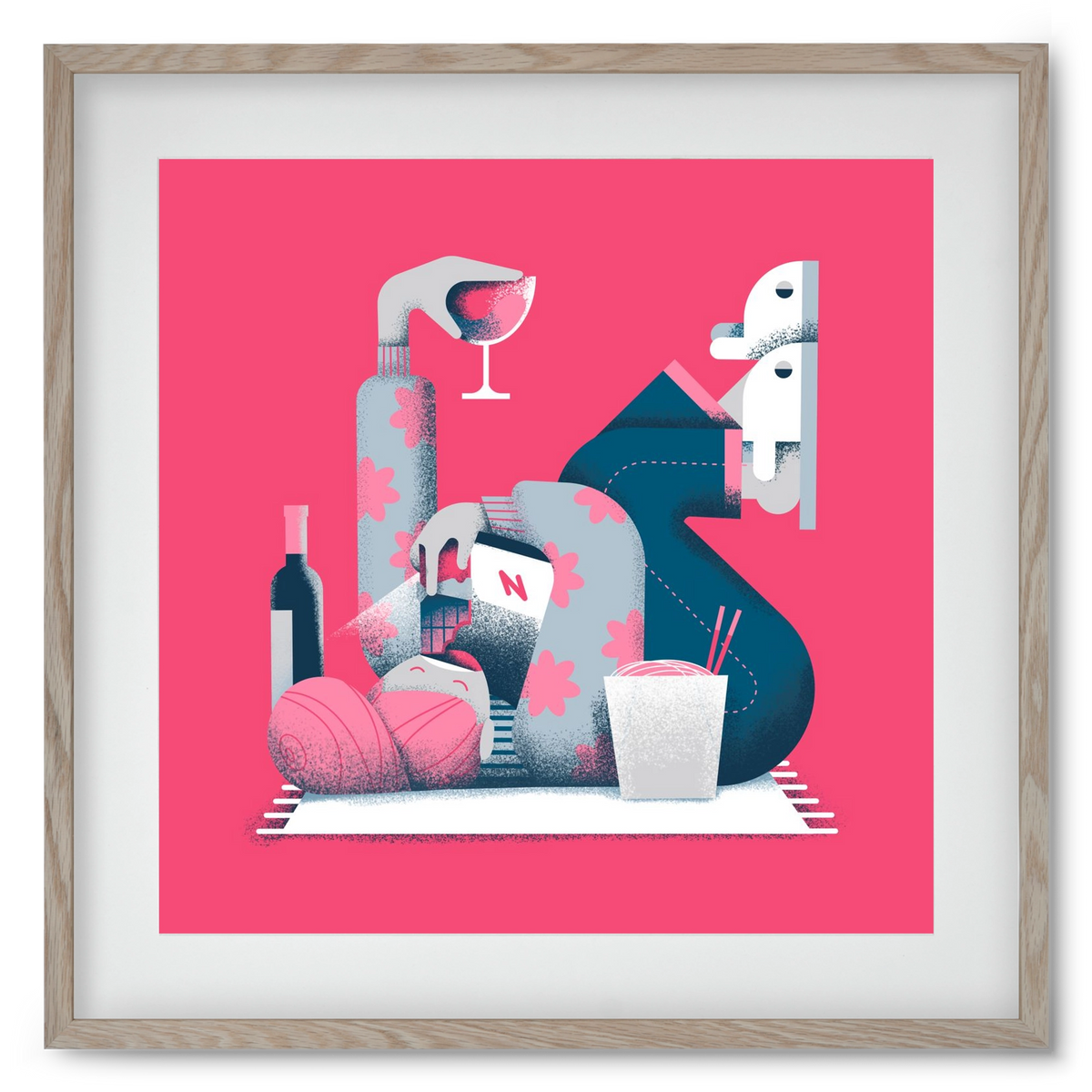 Covid Social Life, 50x50 cm (40x40 cm), Tölgy keret, paszpartuval