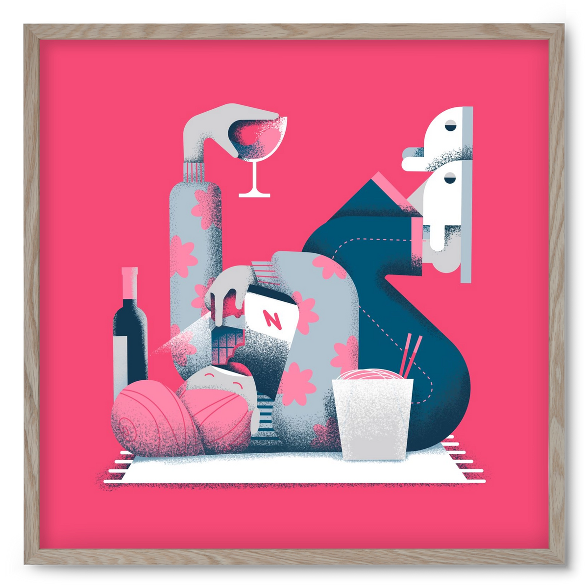 Covid Social Life, 50x50 cm (50x50 cm), Tölgy keret