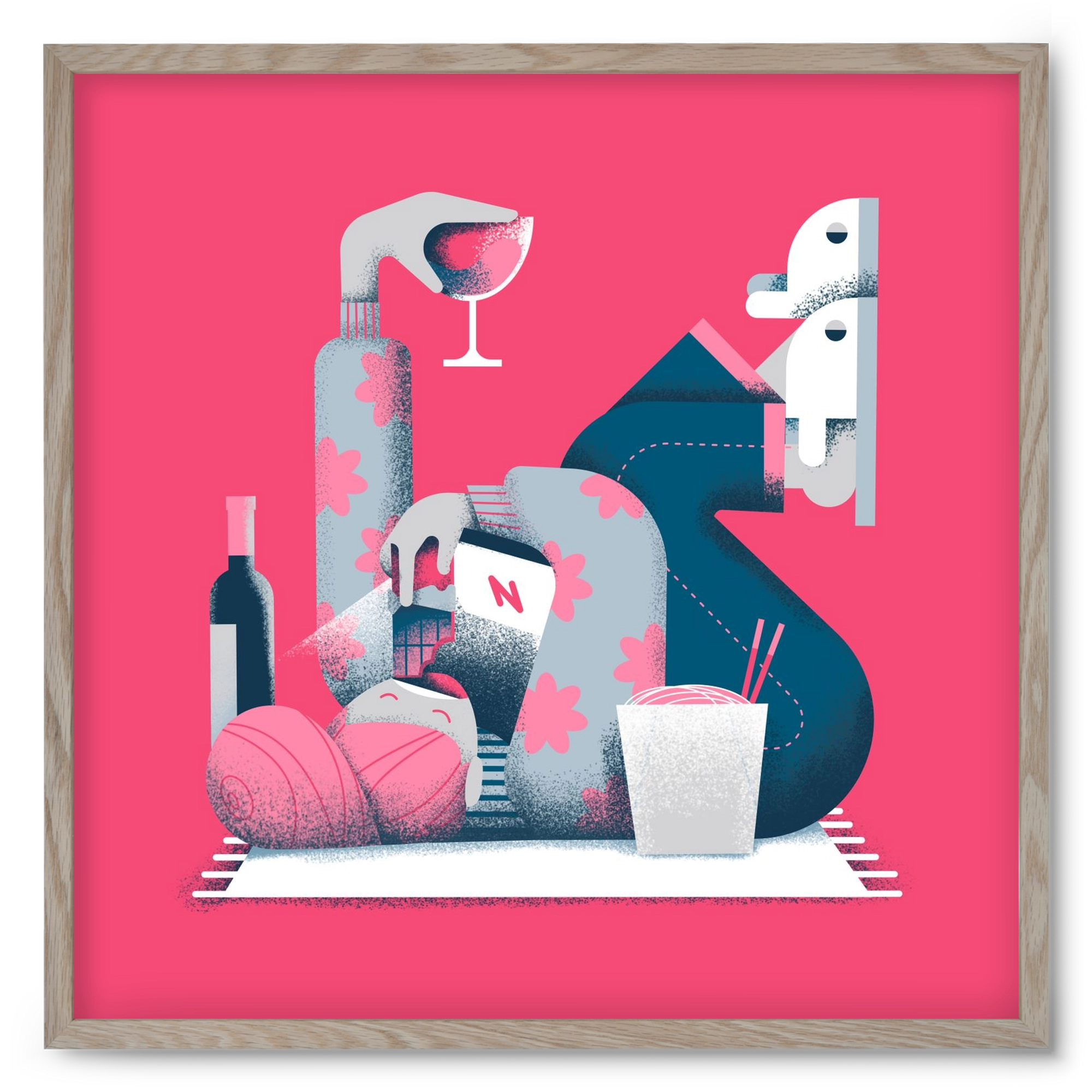 Covid Social Life, 50x50 cm (50x50 cm), Tölgy keret