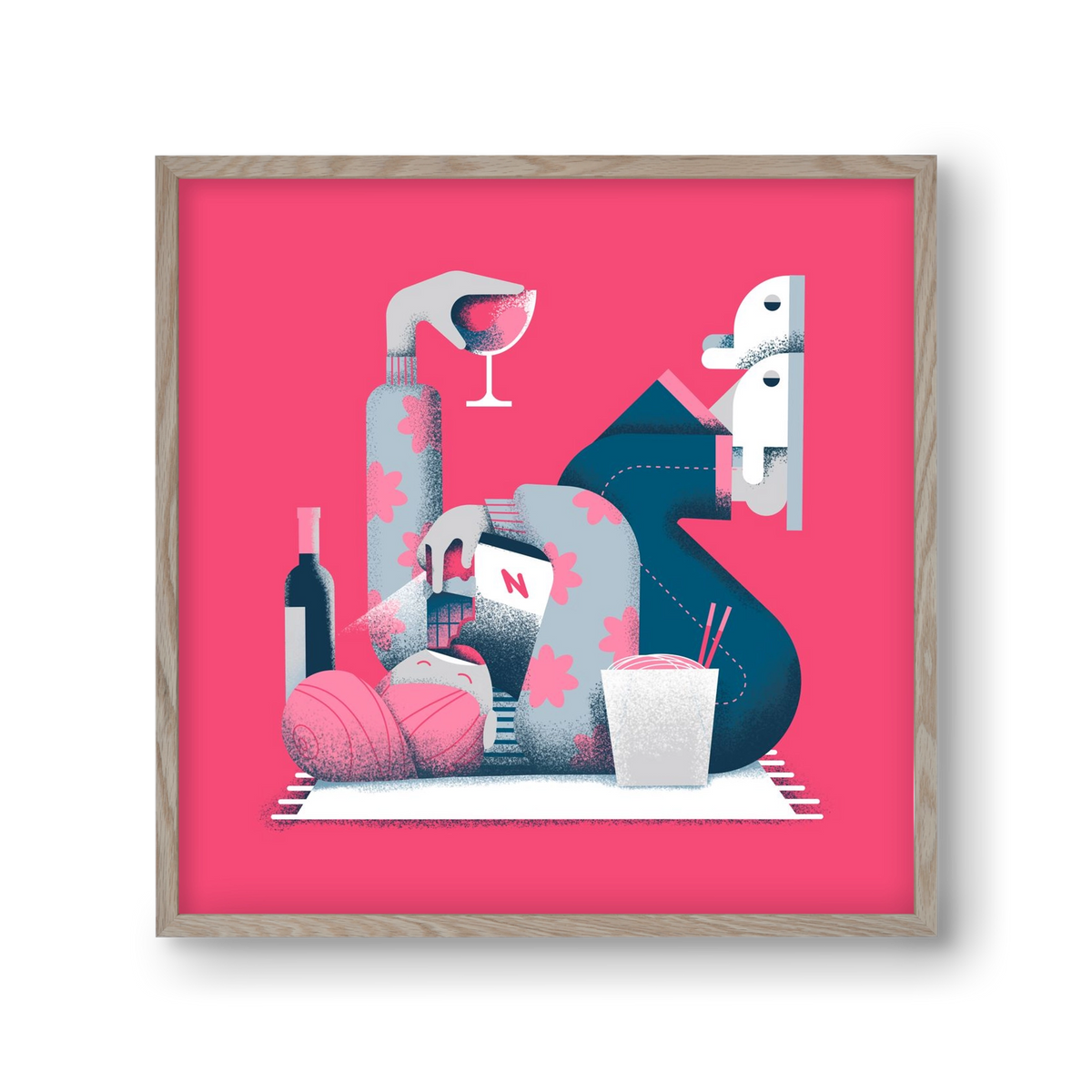 Covid Social Life, 30x30 cm (30x30 cm), Tölgy keret