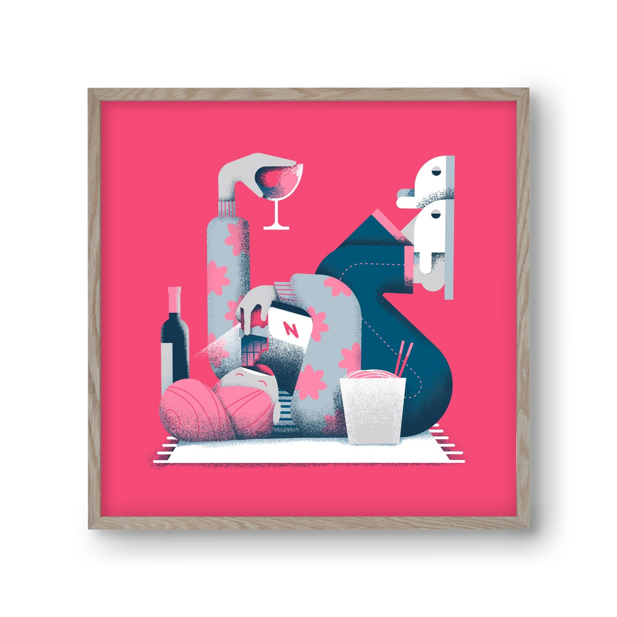 Covid Social Life, 30x30 cm (30x30 cm), Tölgy keret