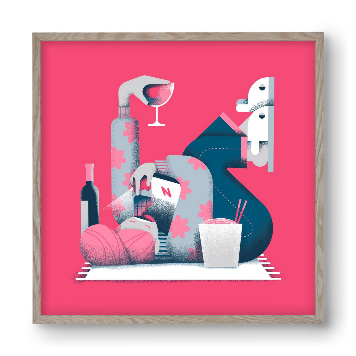 Covid Social Life, 40x40 cm (40x40 cm), Tölgy keret