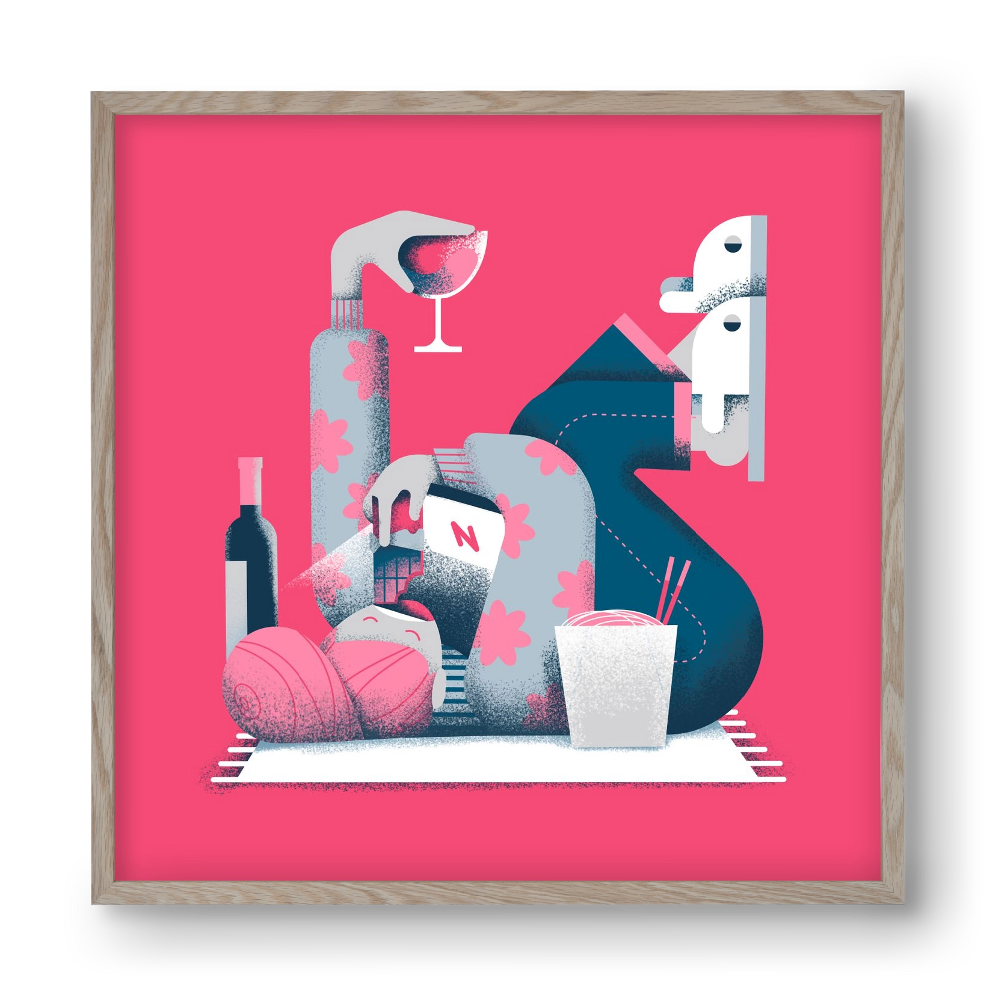 Covid Social Life, 40x40 cm (40x40 cm), Tölgy keret