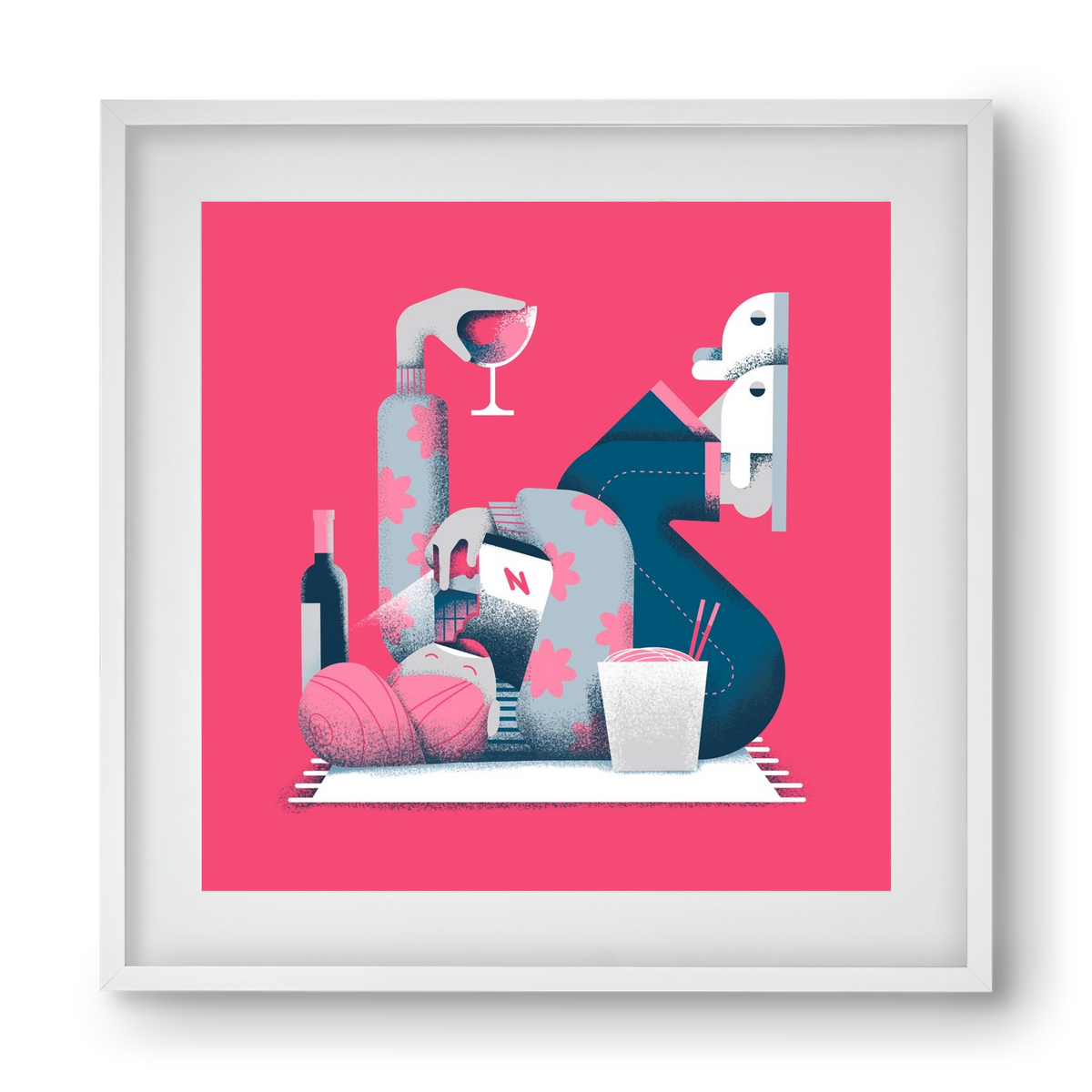 Covid Social Life, 40x40 cm (30x30 cm), Fehér keret, paszpartuval