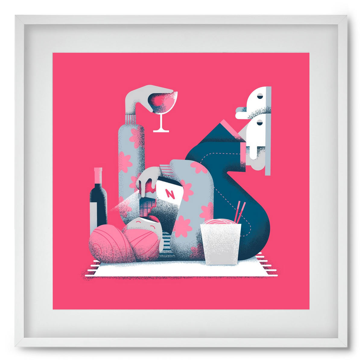 Covid Social Life, 50x50 cm (40x40 cm), Fehér keret, paszpartuval