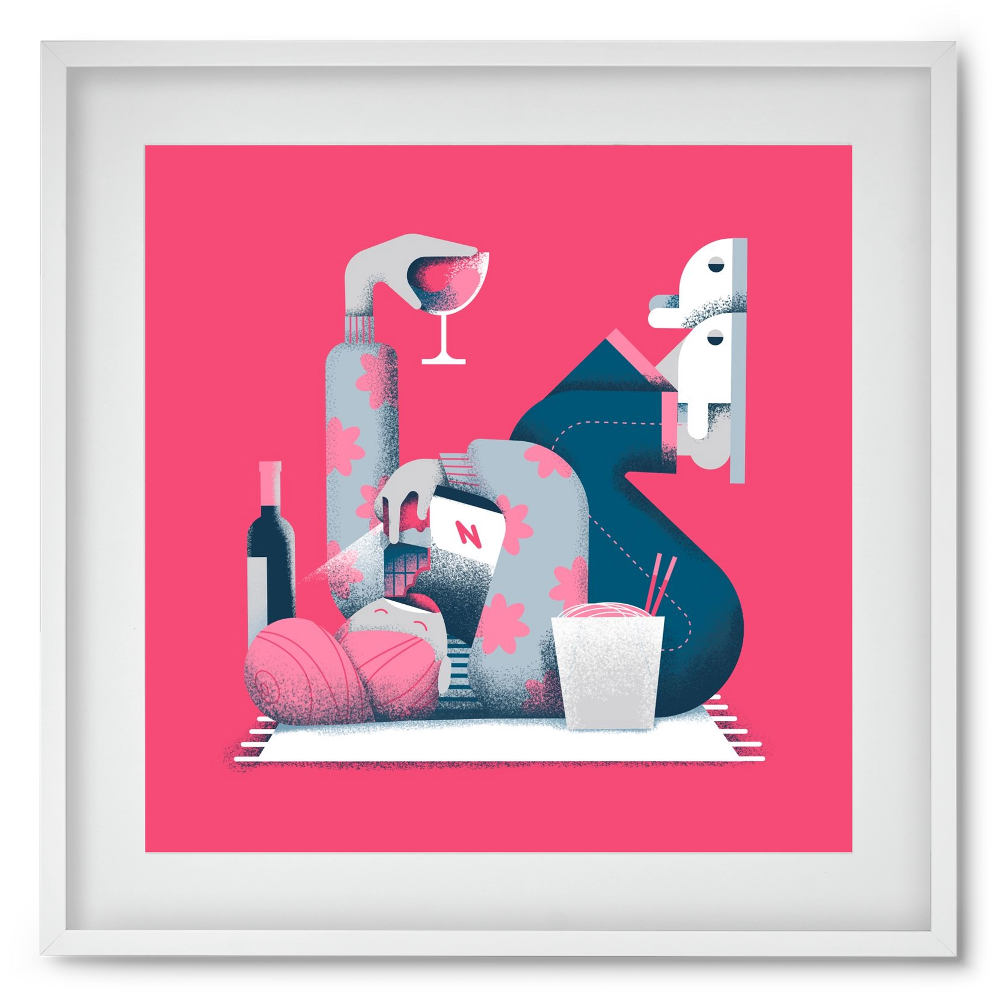 Covid Social Life, 50x50 cm (40x40 cm), Fehér keret, paszpartuval