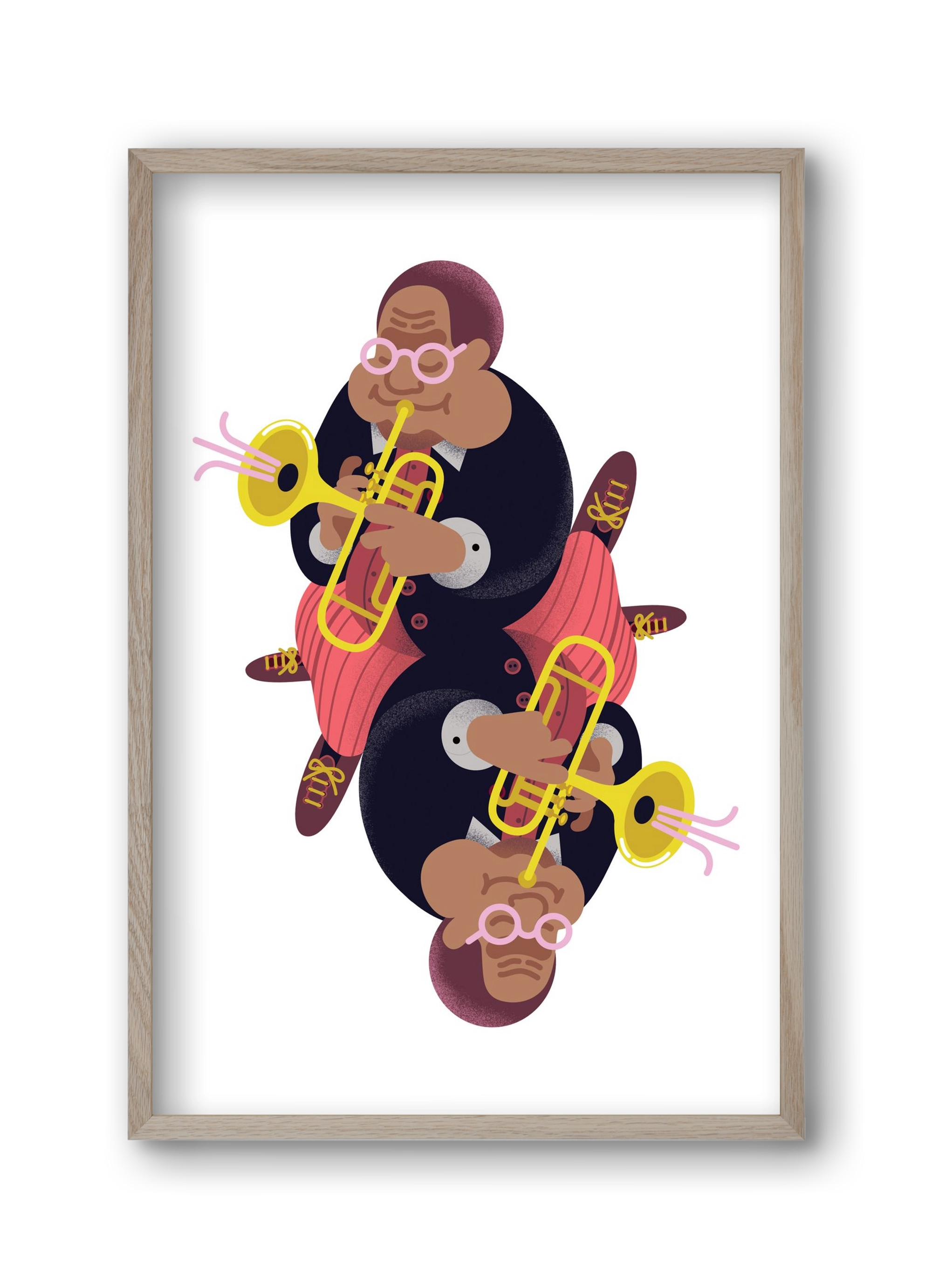 Jazz musician series - Dizzy, 30x45 cm (30x45 cm), Tölgy keret