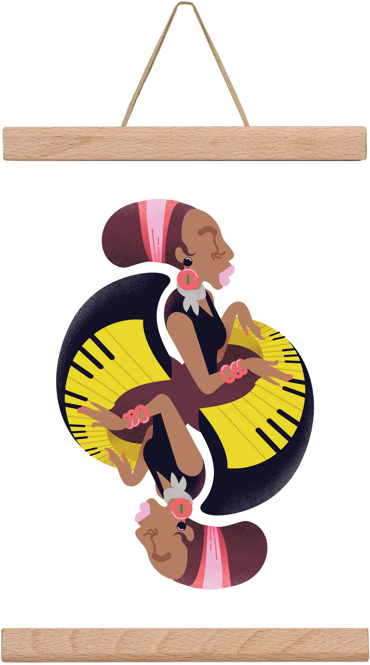 Jazz musician series - Nina, 20x30 cm (20x30 cm), Tölgy akasztó