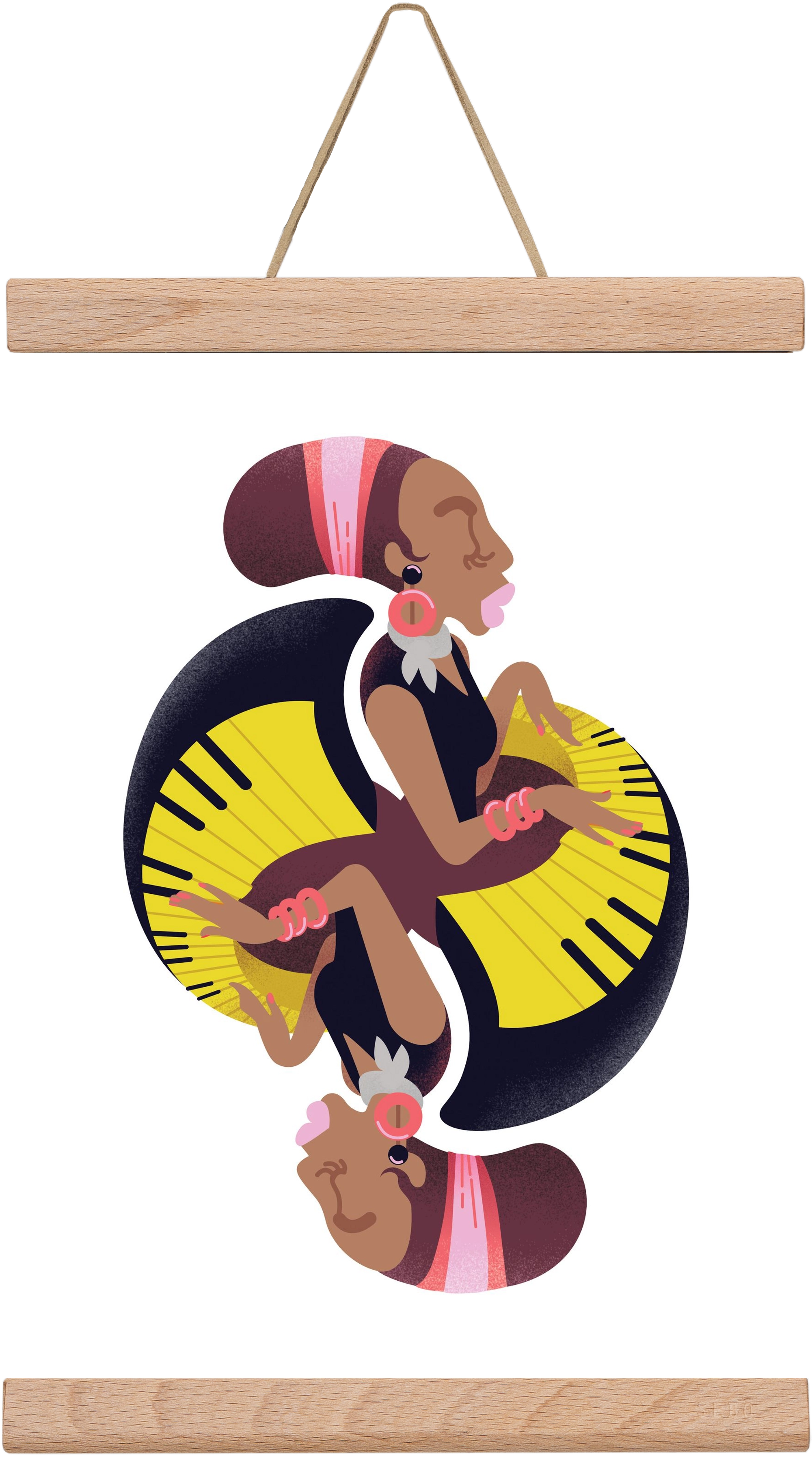 Jazz musician series - Nina, 20x30 cm (20x30 cm), Tölgy akasztó