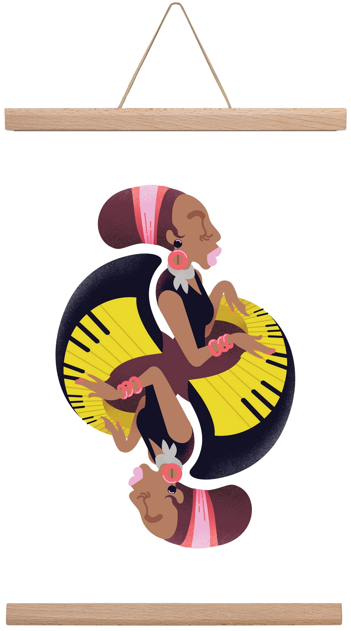 Jazz musician series - Nina, 30x45 cm (30x45 cm), Tölgy akasztó