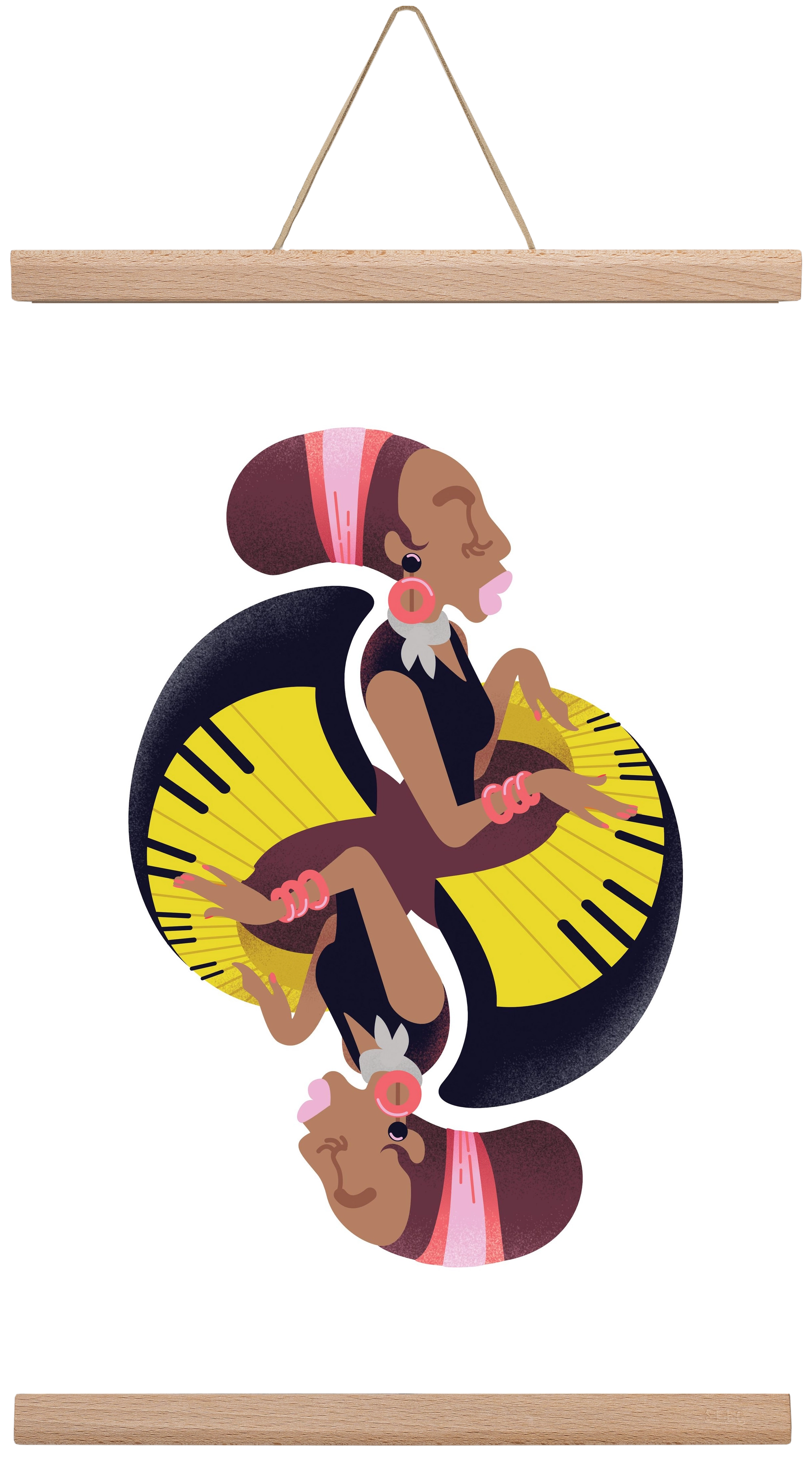 Jazz musician series - Nina, 30x45 cm (30x45 cm), Tölgy akasztó