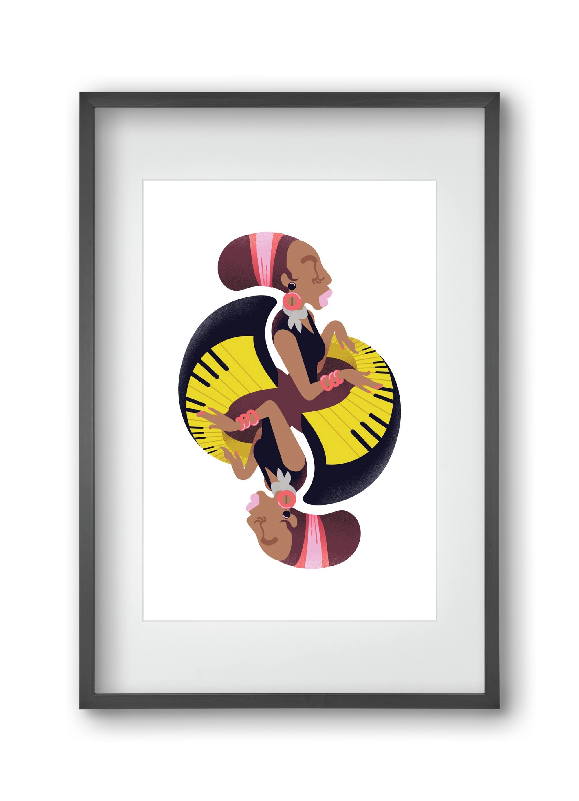 Jazz musician series - Nina, 30x45 cm (20x30 cm), Fekete keret, paszpartuval