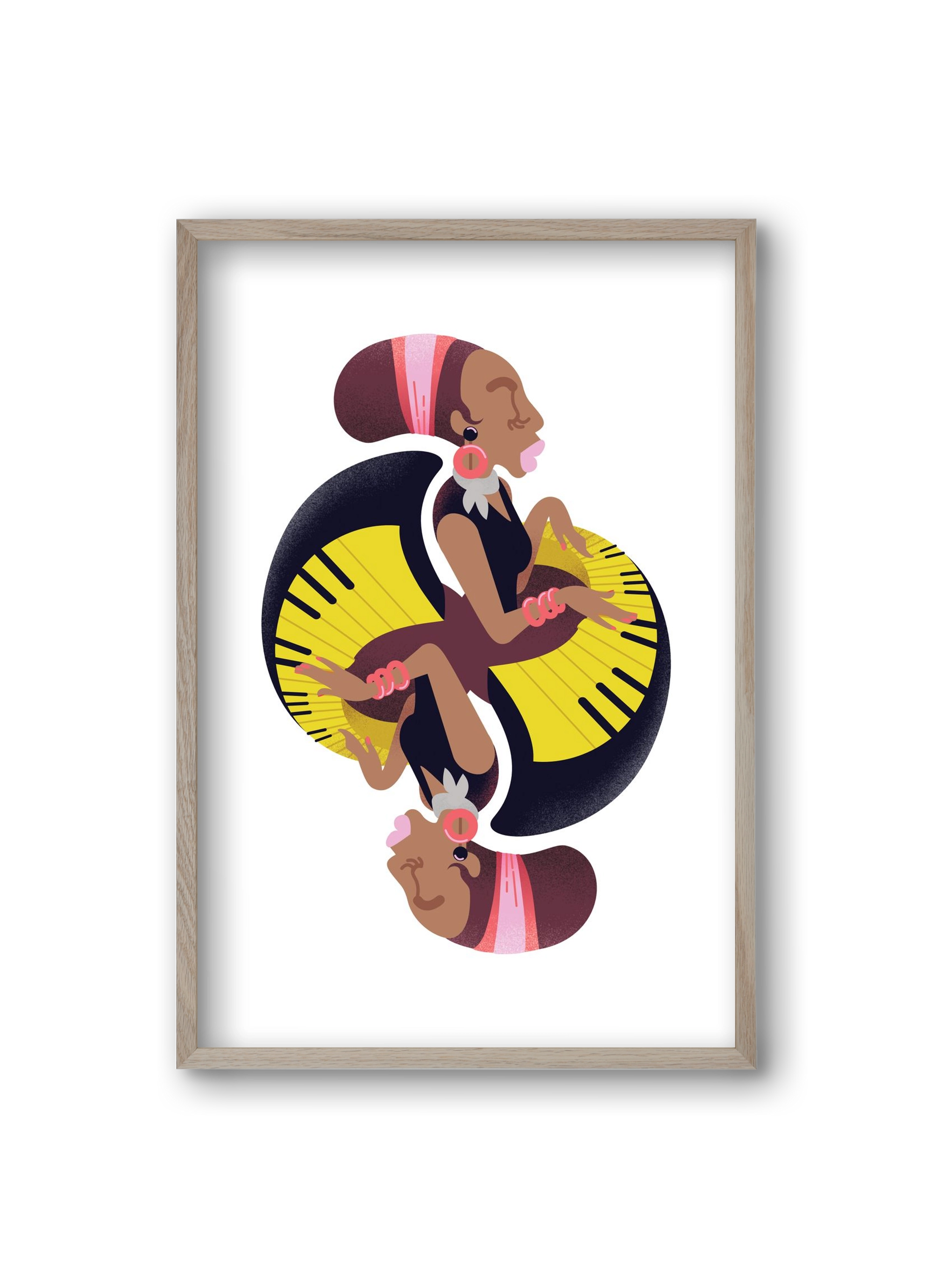 Jazz musician series - Nina, 20x30 cm (20x30 cm), Tölgy keret