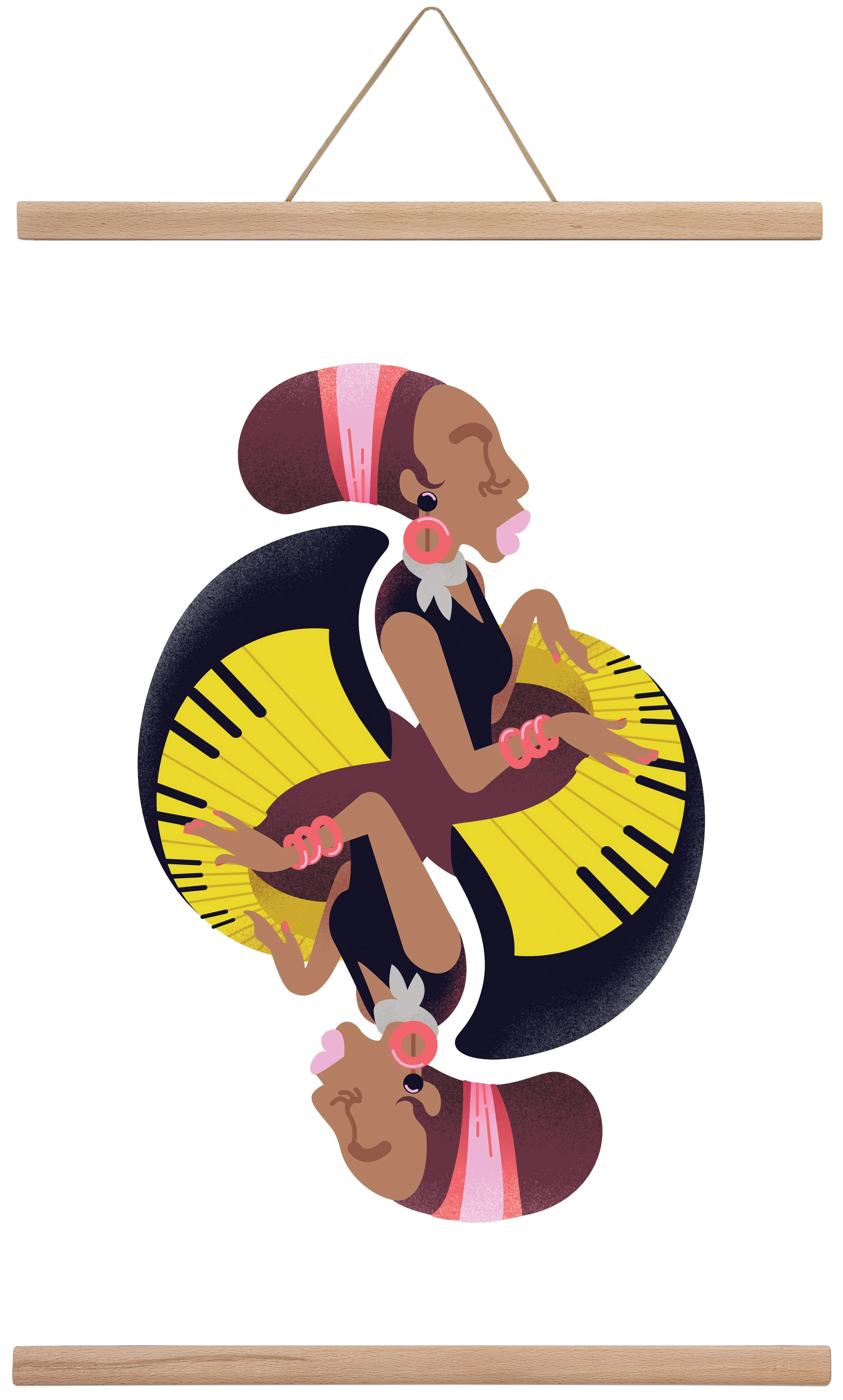 Jazz musician series - Nina, 40x60 cm (40x60 cm), Tölgy akasztó