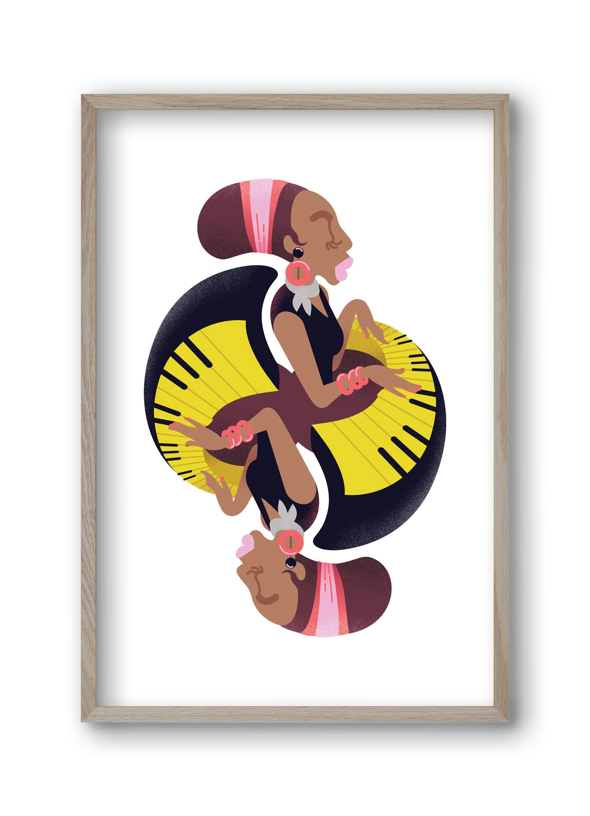 Jazz musician series - Nina, 30x45 cm (30x45 cm), Tölgy keret