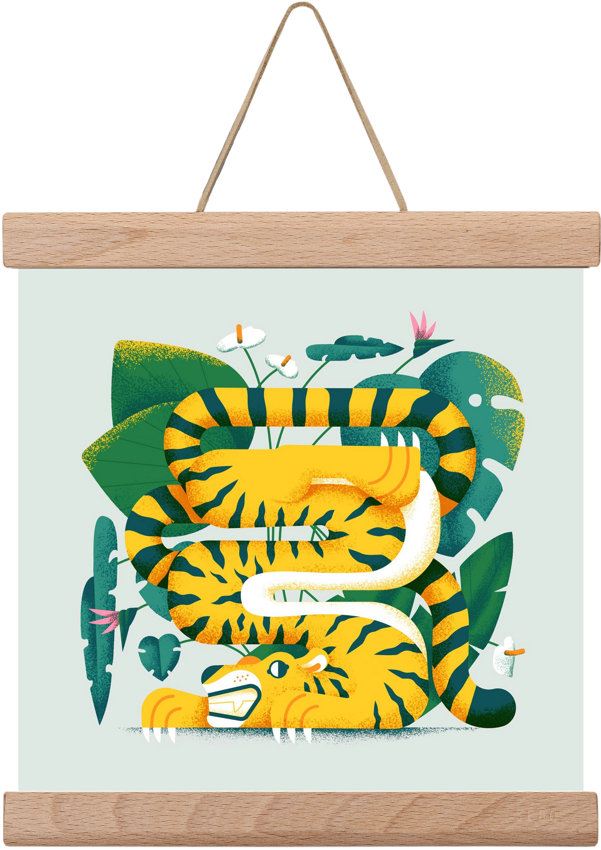 Yoga Tiger, 20x20 cm (20x20 cm), Tölgy akasztó