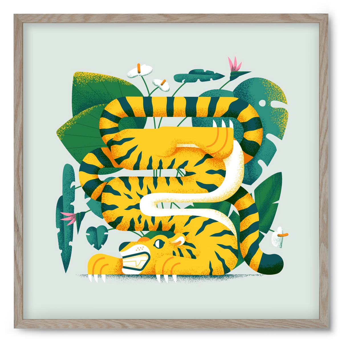 Yoga Tiger, 50x50 cm (50x50 cm), Tölgy keret