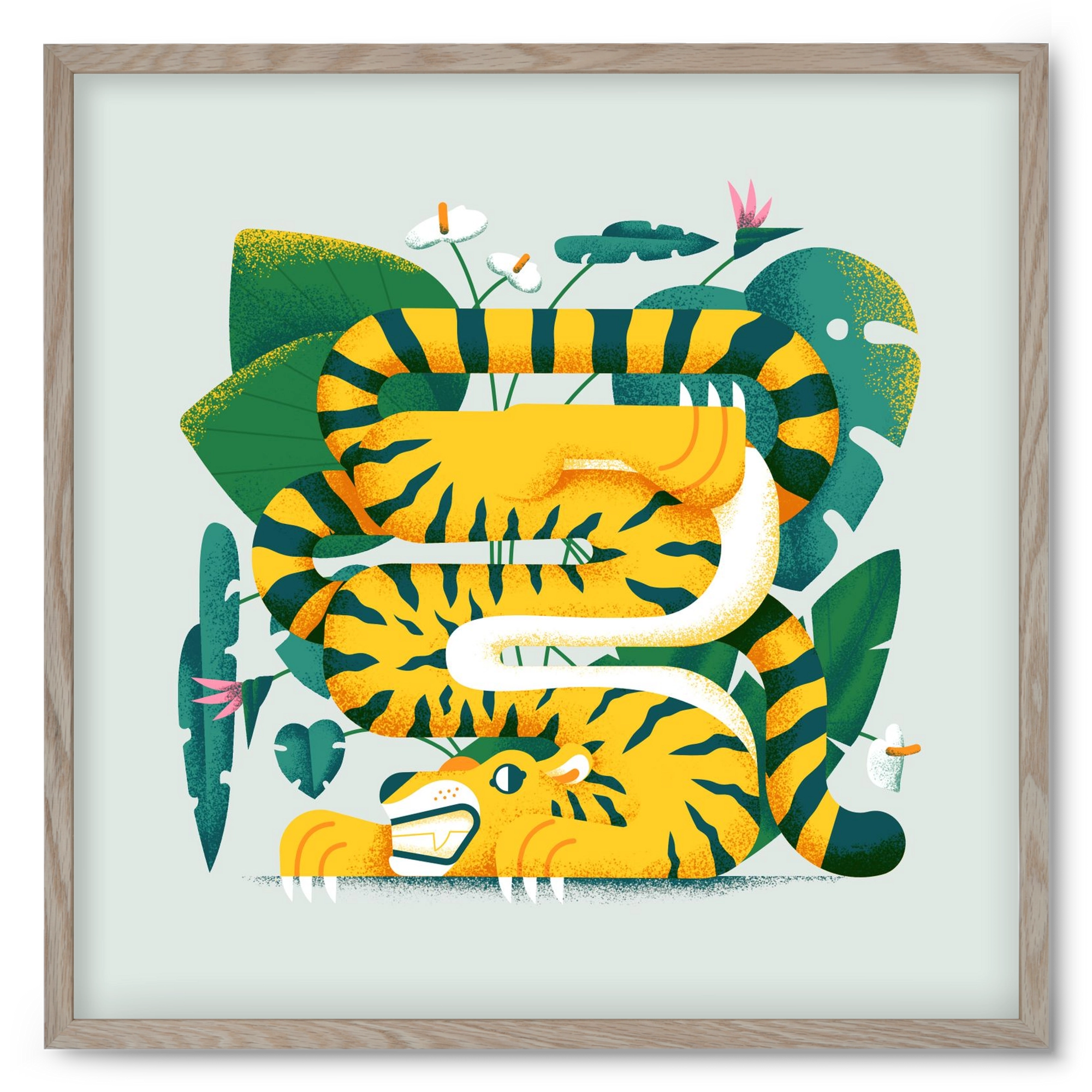 Yoga Tiger, 50x50 cm (50x50 cm), Tölgy keret