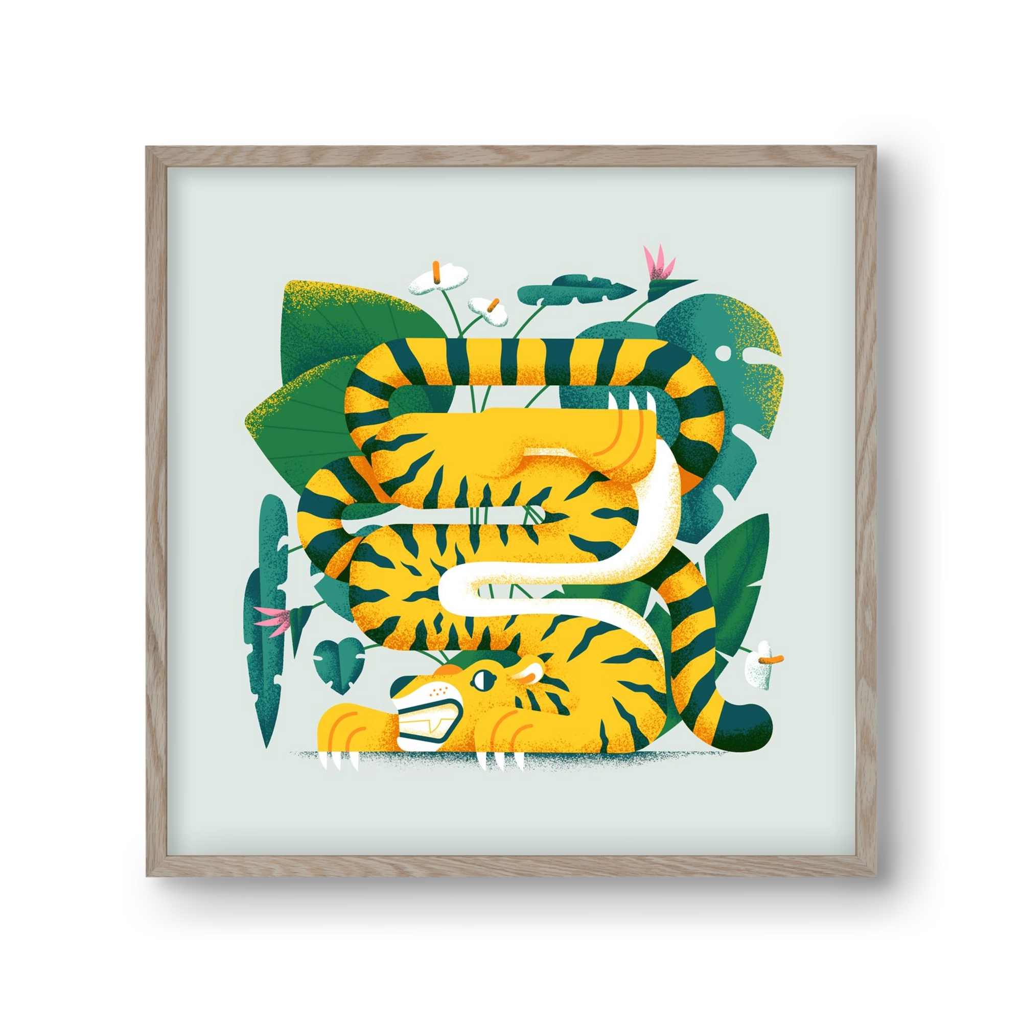 Yoga Tiger, 30x30 cm (30x30 cm), Tölgy keret