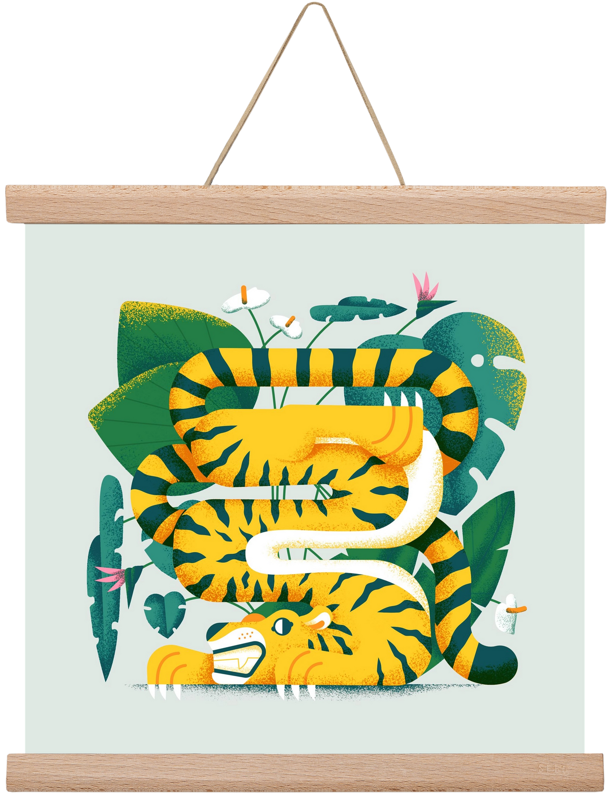 Yoga Tiger, 30x30 cm (30x30 cm), Tölgy akasztó